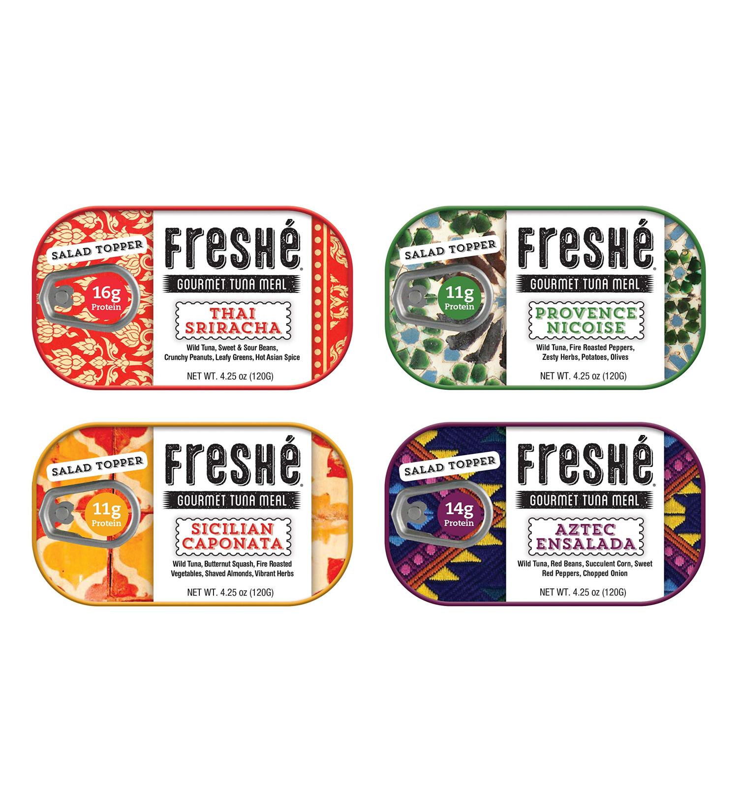 Fresh Gourmet Canned Tuna Variety Pack - High-Protein Snack & Meal | Non-GMO, Wild-Caught, Mediterranean Diet Friendly | 4.25 oz (Pack of 4) - Buy Online on GoSupps.com