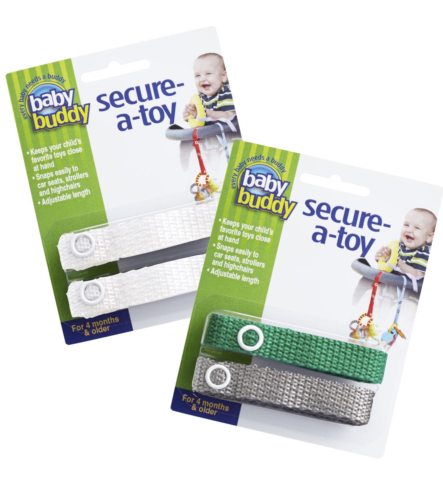 Baby Buddy 4 Piece Secure-A-Toy Set - White/Green/Grey - Buy Online on GoSupps.com