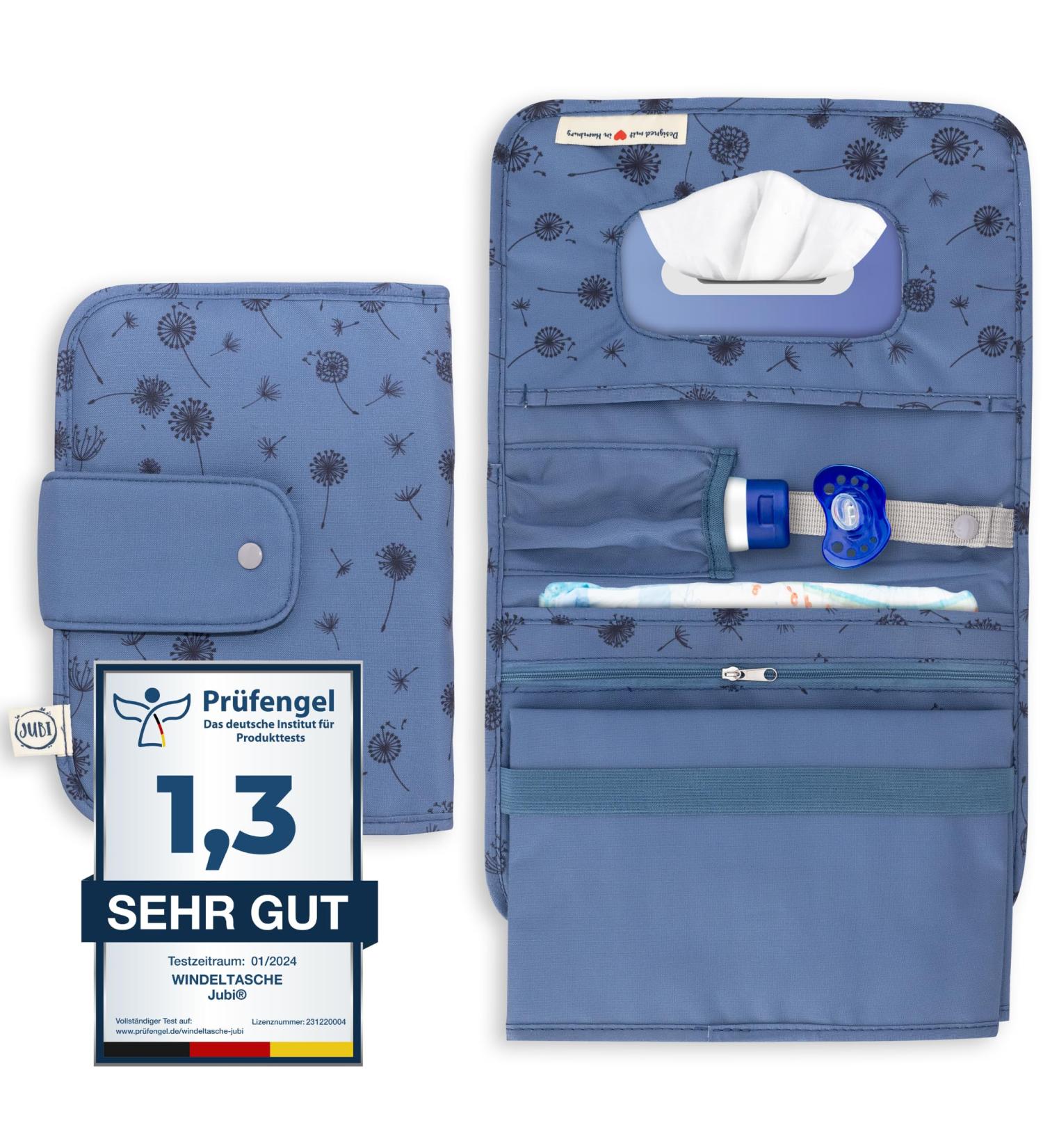 Jubi Blue Dandelion Diaper Bag with Changing Mat Compact & Spacious for On-the-Go Parenting - Buy Online on GoSupps.com
