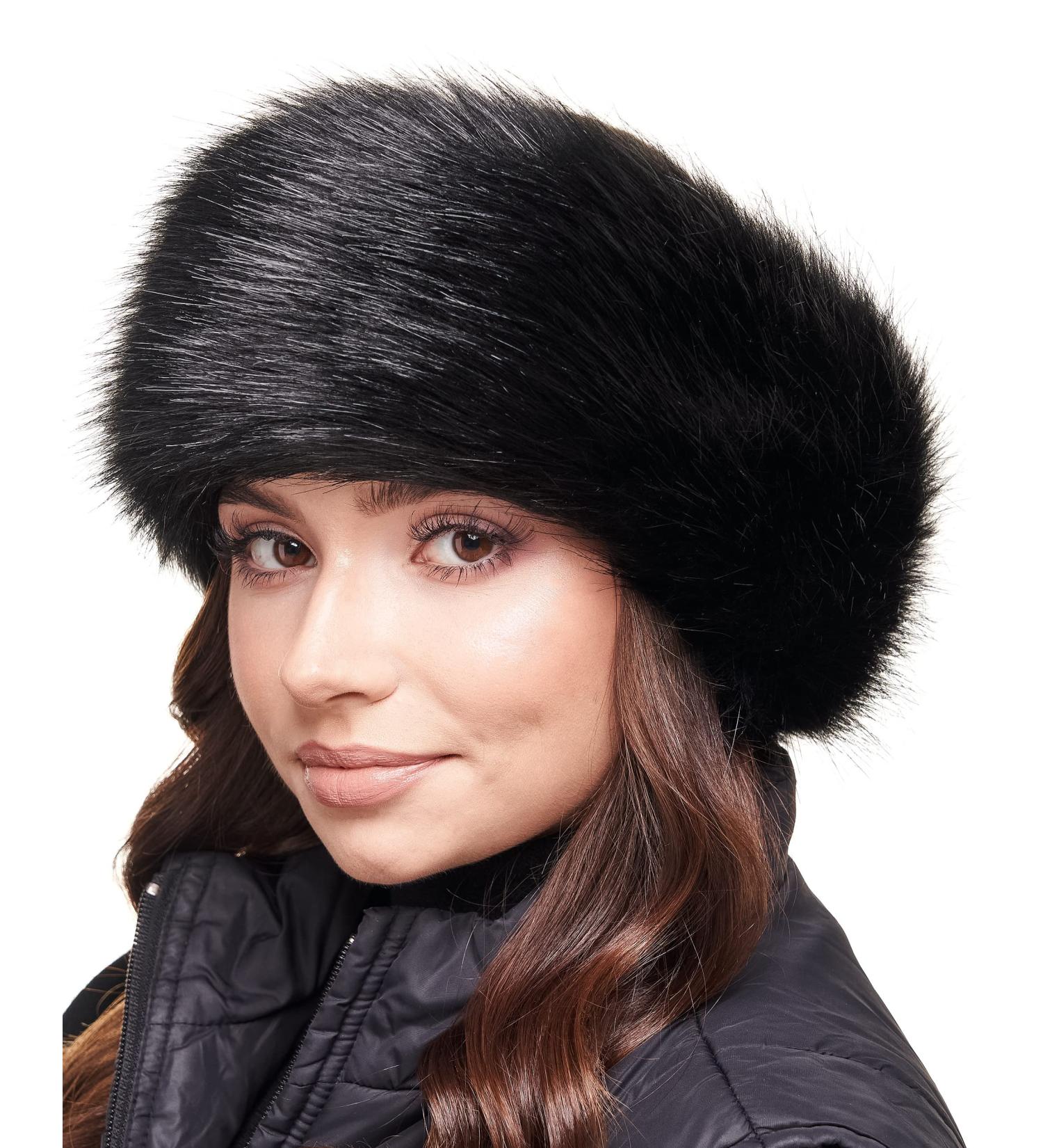 Futrzane Faux Fur Headband for Women - Stylish Black Fox Winter Accessory - Buy Online on GoSupps.com