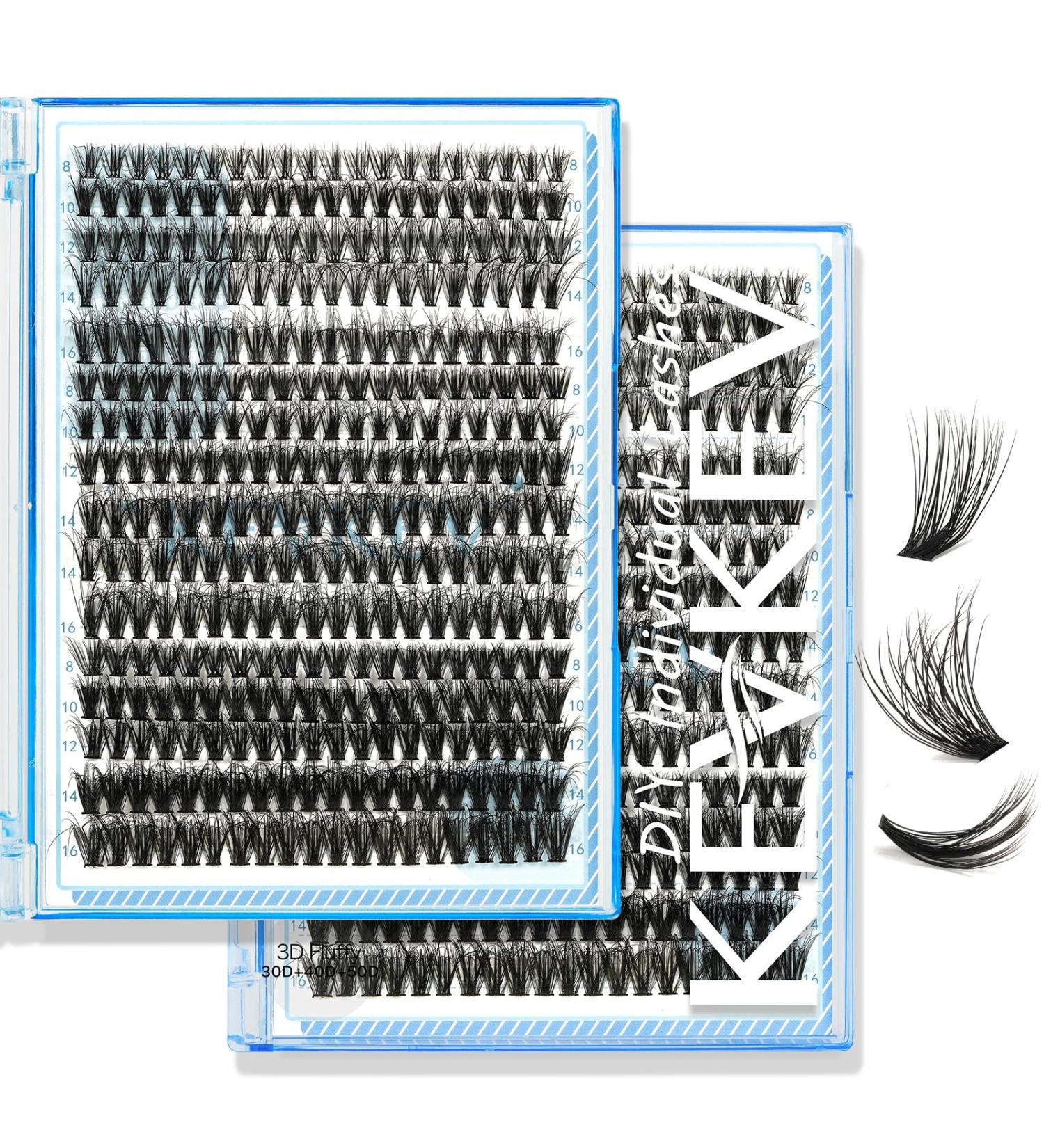 KevKev 3D Fluffy Cluster Lashes 320Pcs DIY Extensions, 30-50D Mixed Individual Eyelash Clusters - Thin Band & Soft - Buy Online on GoSupps.com