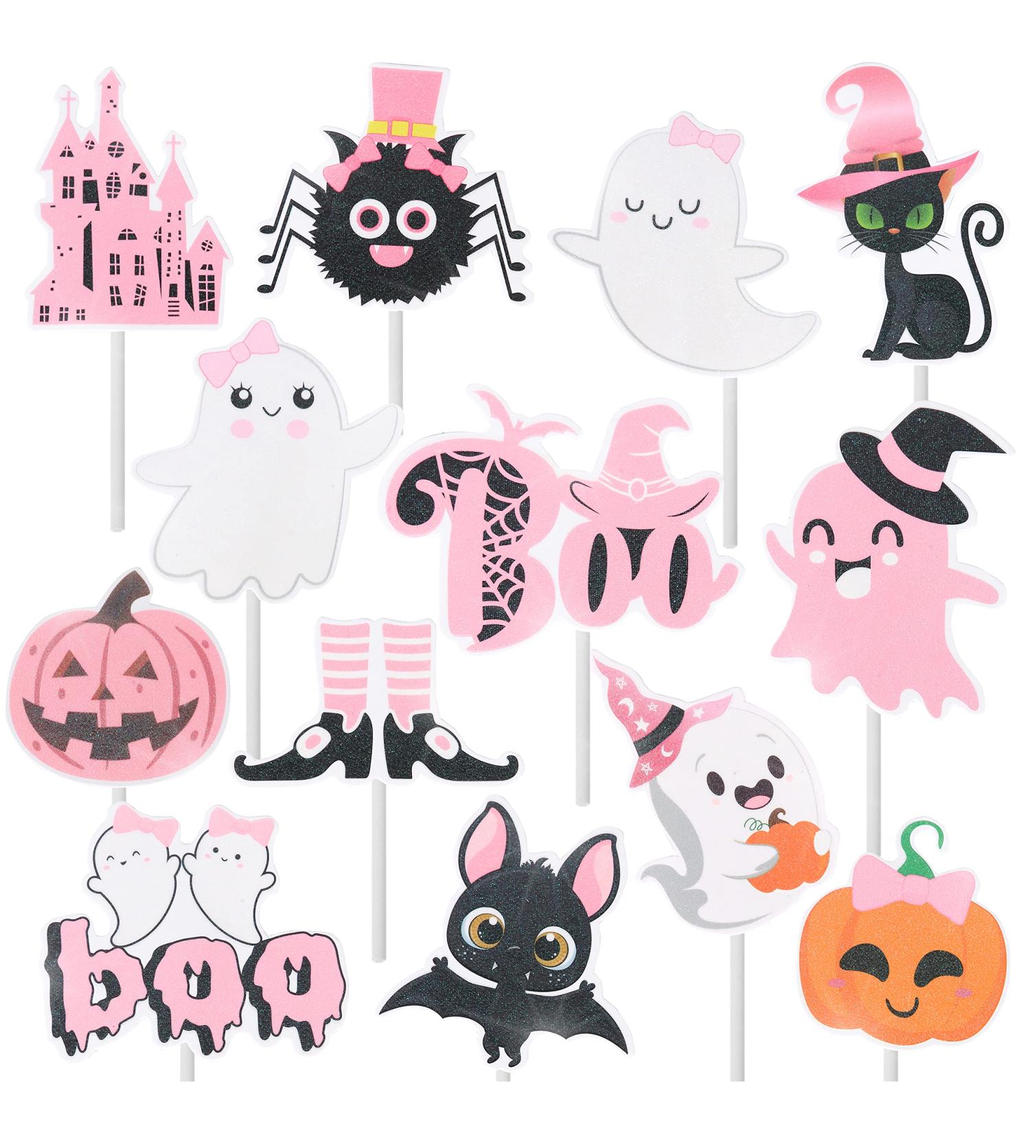 Halloween Witch Theme Party Decoration Happy Halloween Glitter Cupcake Toppers for Kids Birthday Party Trick-or-Treat Favor Supplies SET of 24 - Buy Online on GoSupps.com