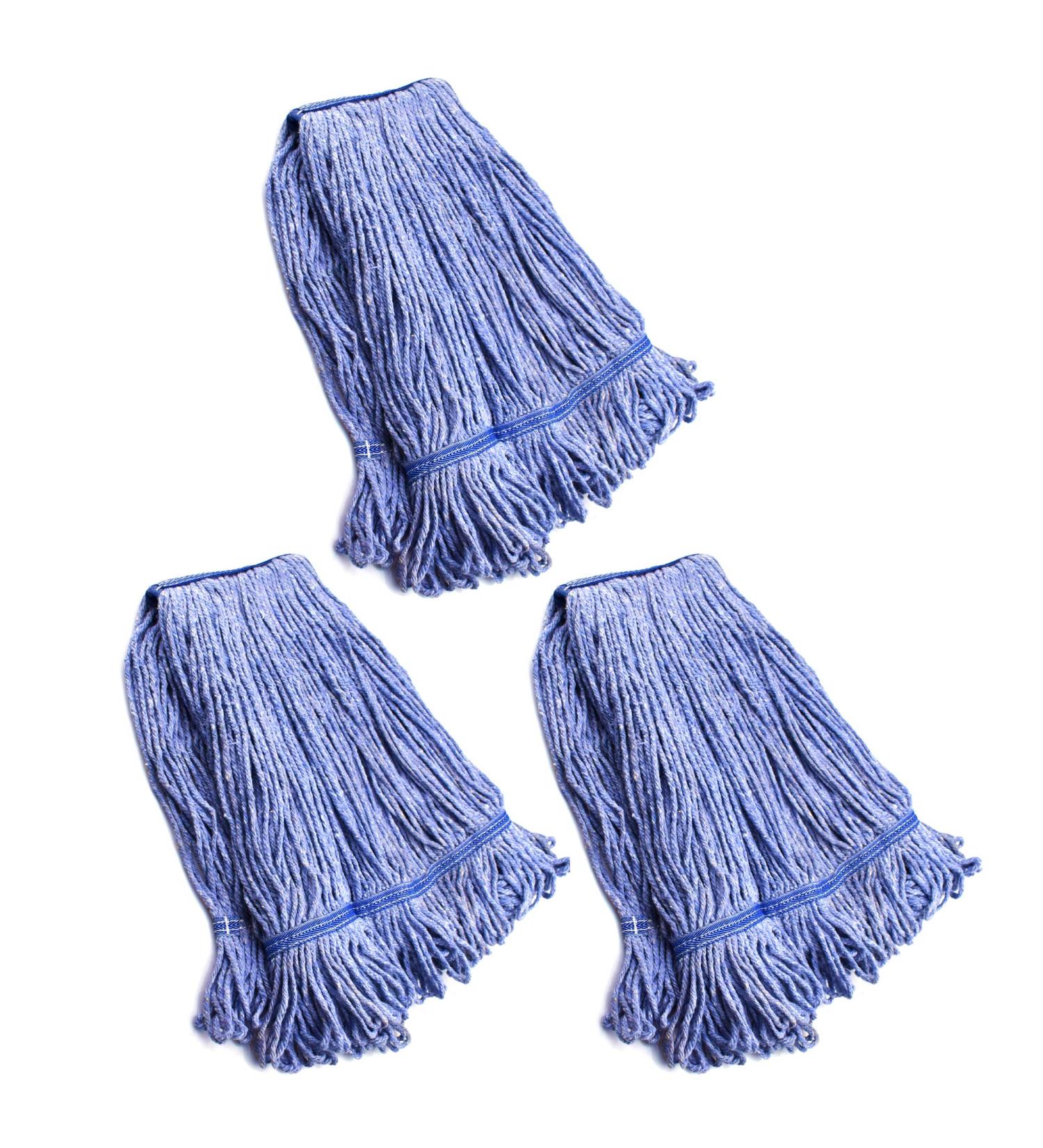 String Mop Heads Replacement Heavy Duty Commercial Grade Blue Cotton Looped End Wet Industrial Cleaning Mop Head Refills (3  Large) 3 Pieces Large (Pack of 3) - Buy Online on GoSupps.com