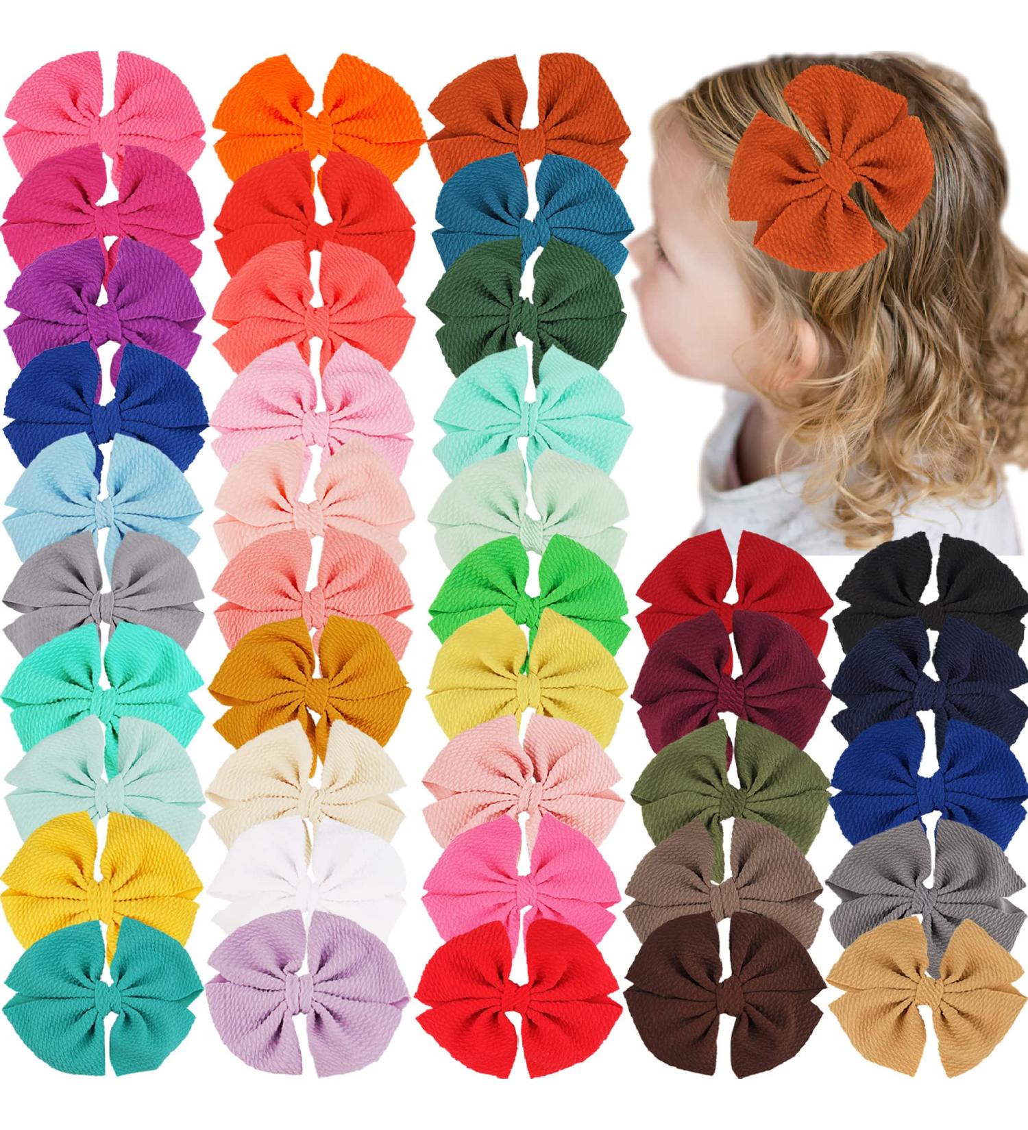40 Colors Solid Fabric Hair Bows Clips for Baby Girls, Toddlers & Teens | Alligator Hair Accessories - Buy Online on GoSupps.com