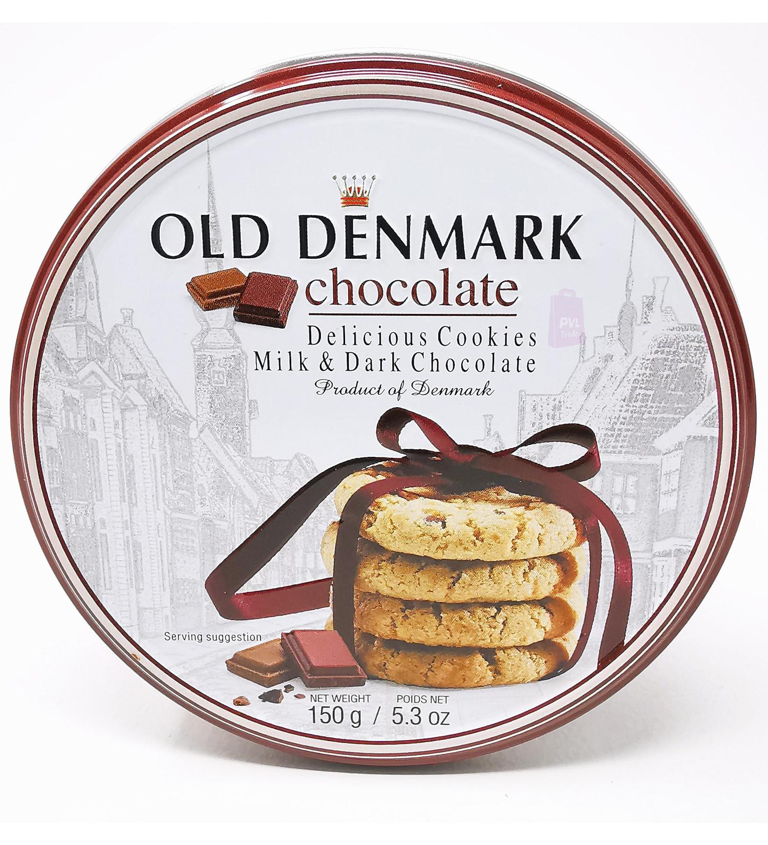 Old Denmark Milk & Dark Chocolate Chip Cookies 150g - Traditional Biscuit Tin Gift for Women Men & Kids - Buy Online on GoSupps.com