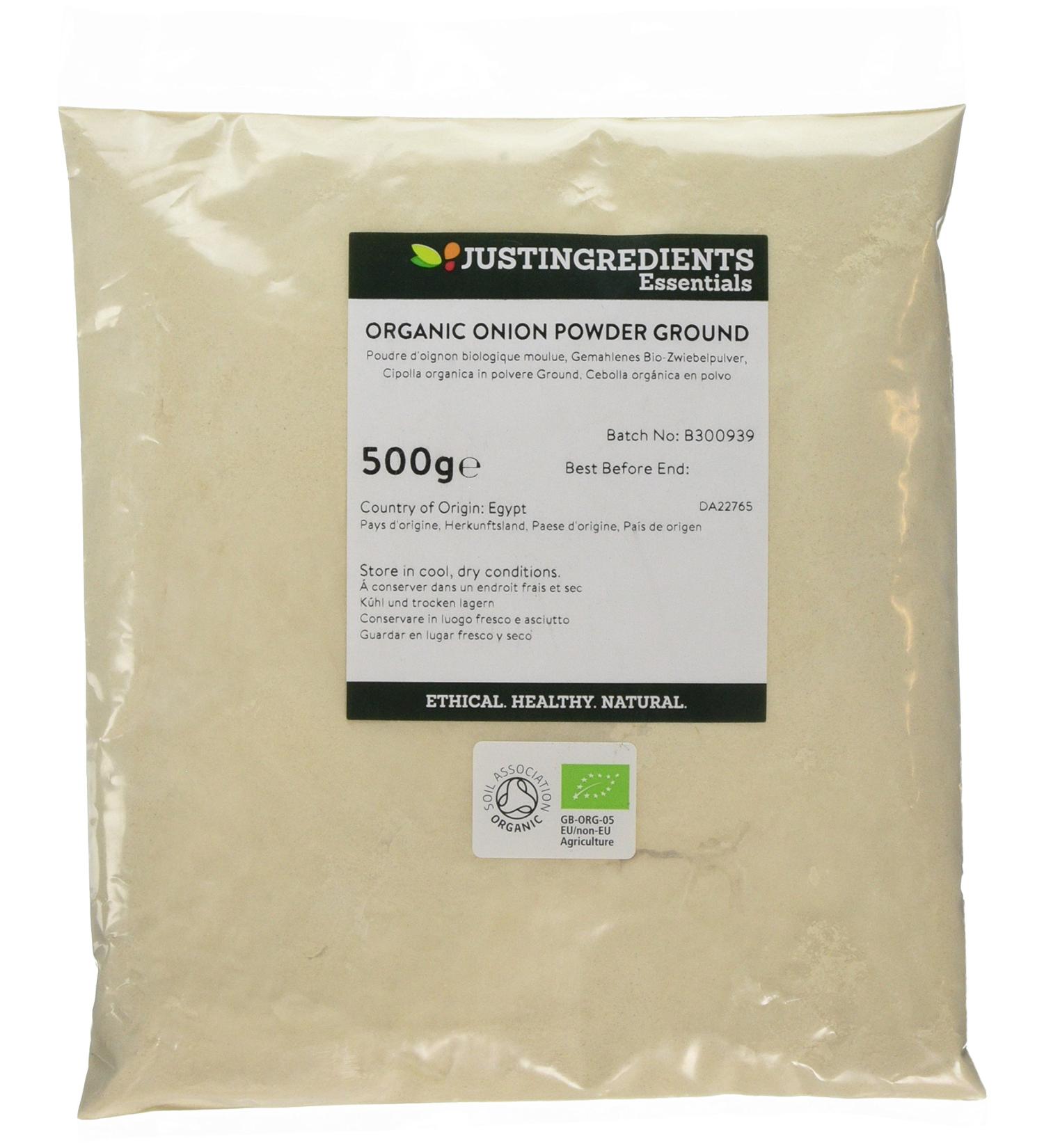 JustIngredients Essentials Organic Onion Powder 500g - Pack of 1 | Pure and Natural - Buy Online on GoSupps.com