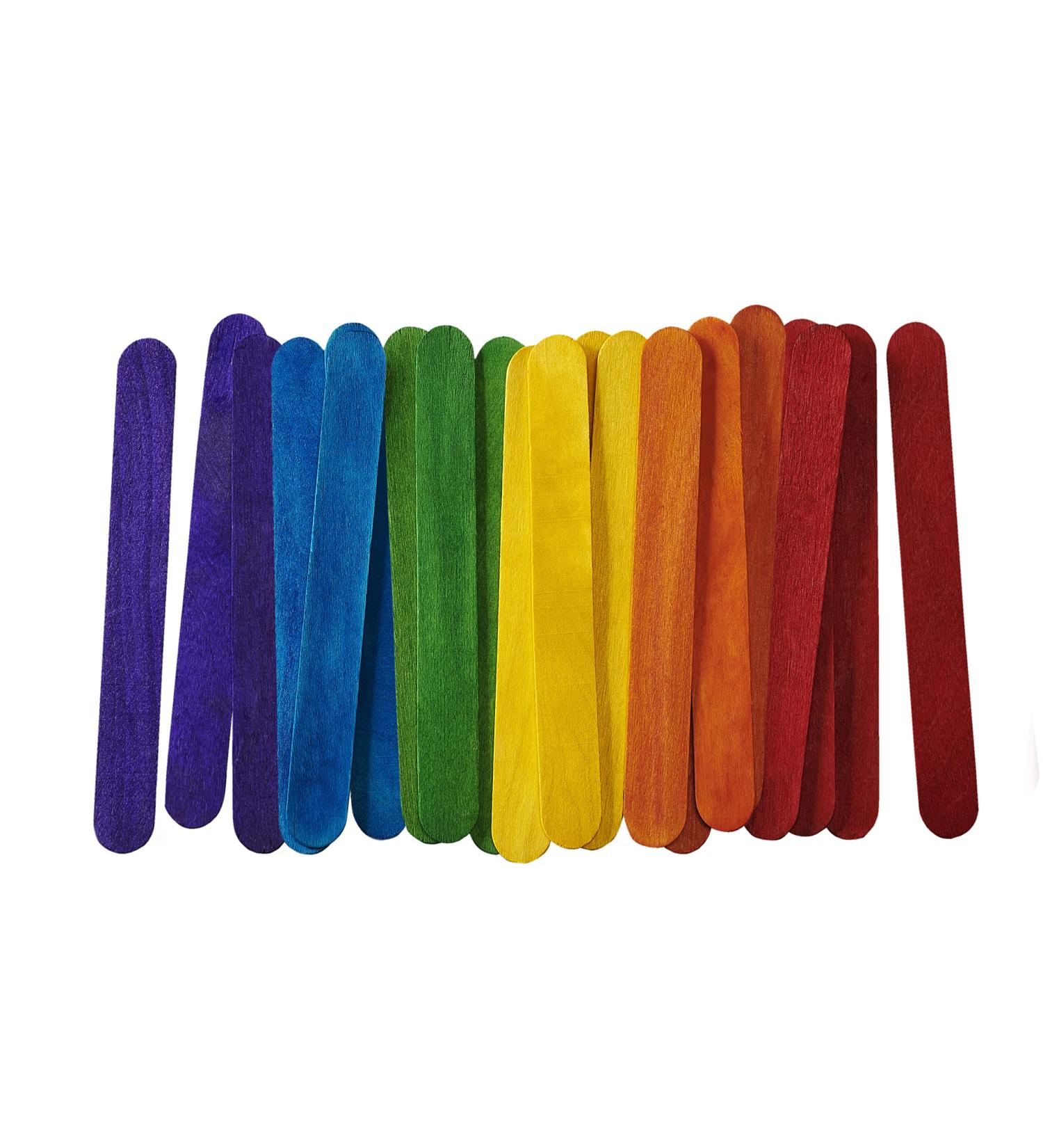 100 Count 6 Inch Colored Popsicle Sticks for Crafts - Jumbo Wooden Craft Sticks - Buy Online on GoSupps.com