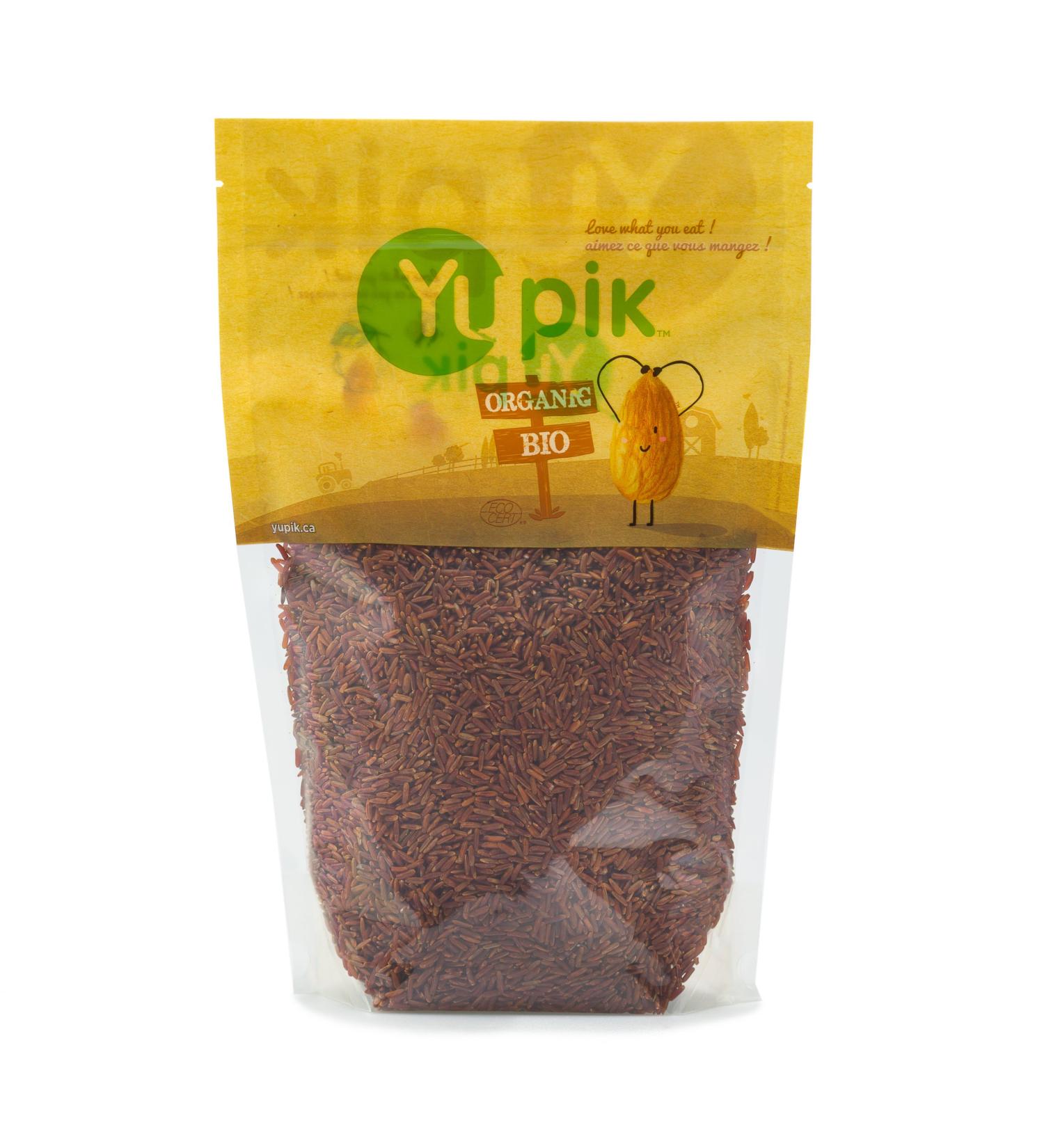 Yupik Organic Red Jasmine Rice 1 kg 6 Count Non-GMO Vegan Kosher Long Grains Whole Grain Salt-Free Fragrant Rice Easy Preparation Ideal for Recipes Side Dishes Salads & More 6 kg