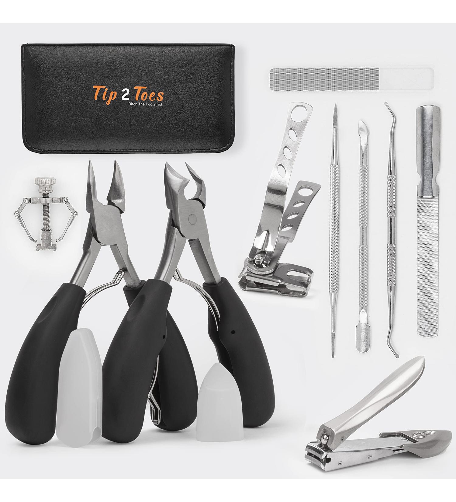 Professional Ingrown Toenail Clippers for Seniors - Podiatrist Toe Nail Cutter for Thick Toenails - Stainless Steel Curved Grooming Kit - Buy Online on GoSupps.com