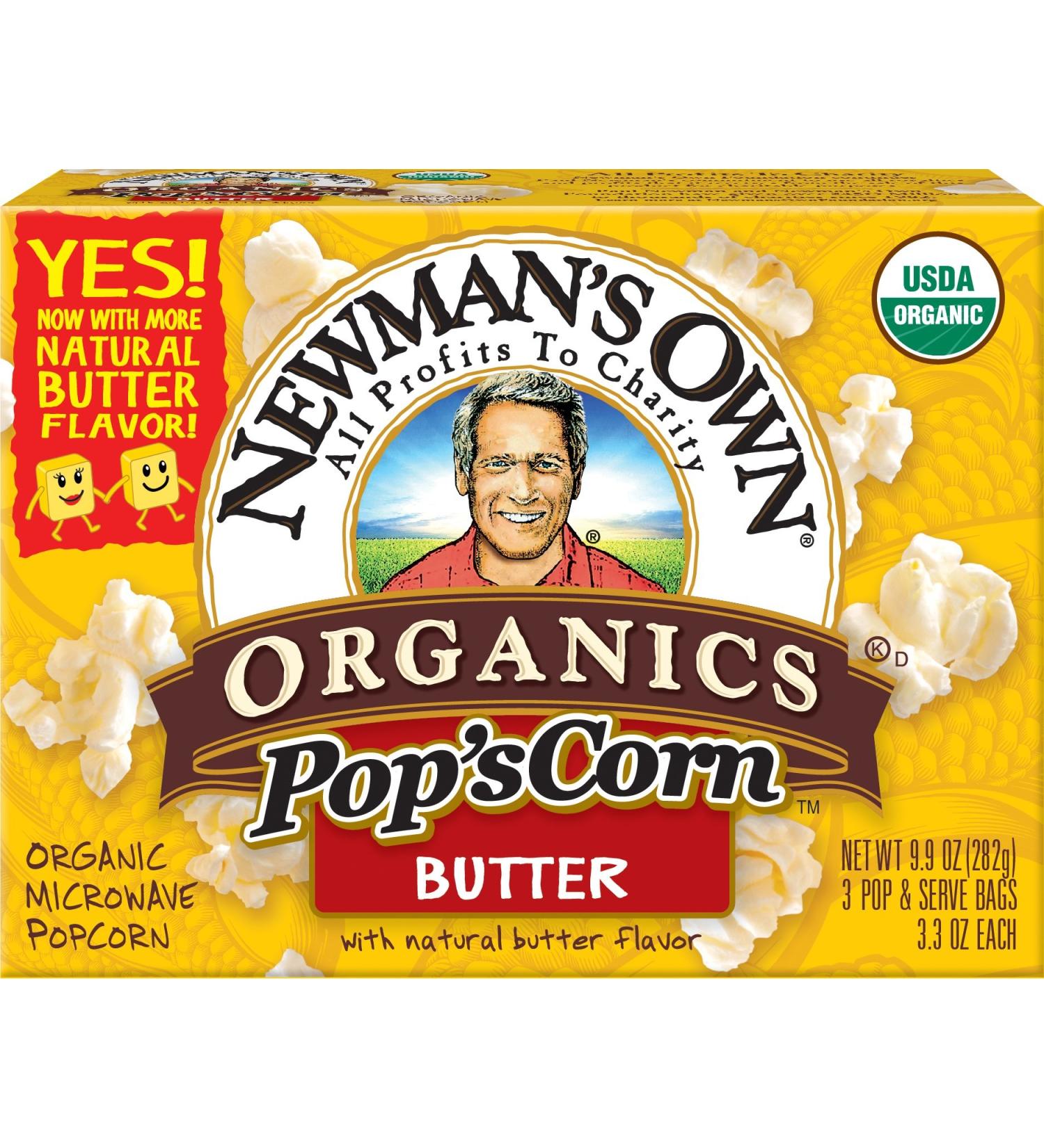 NEWMANS OWN ORGANIC POPCORN MICRO BUTTER ORG, 9.9 OZ