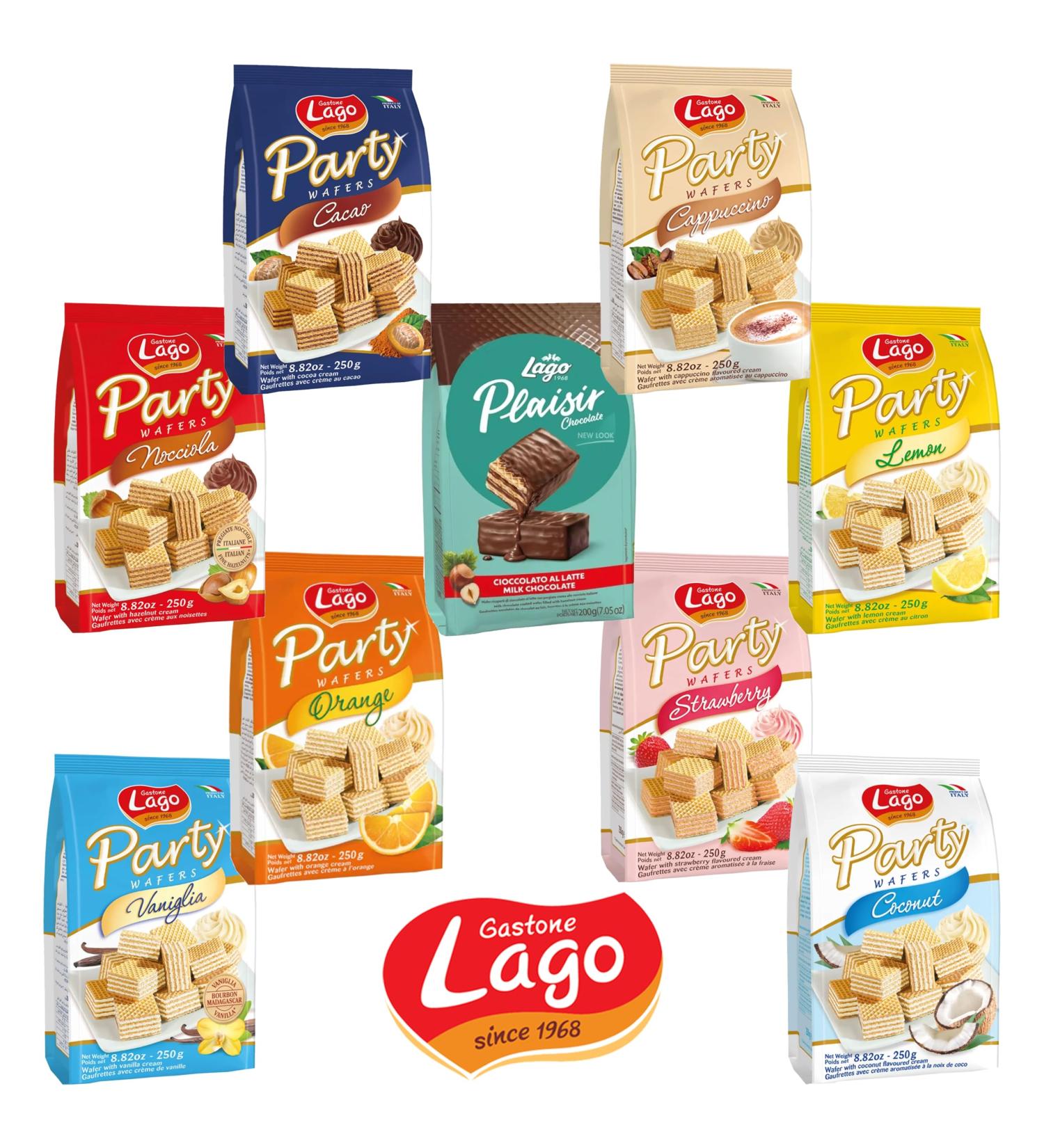 Lago Party Wafers Pick N Mix - Create Custom Wafers Combo with 8+ Flavours | Cacao Cappuccino Coconut Hazelnut Lemon Orange Strawberry | 2 Pack - Perfect Wafers Gift Set for Wafer Lovers Pack of 2 - Buy Online on GoSupps.com