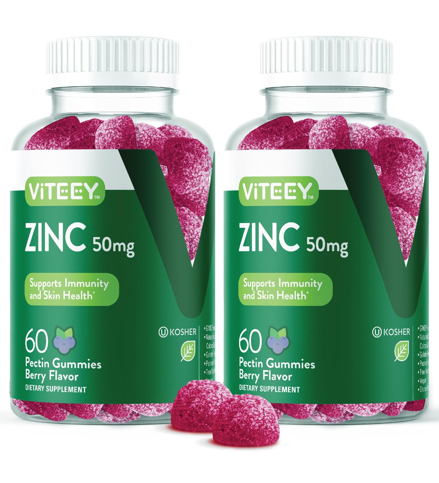 Zinc 50MG Gummies for Immune Support - Adults & Teens - 60 Count 2 Pack - Vegan & Gluten Free - Buy Online on GoSupps.com