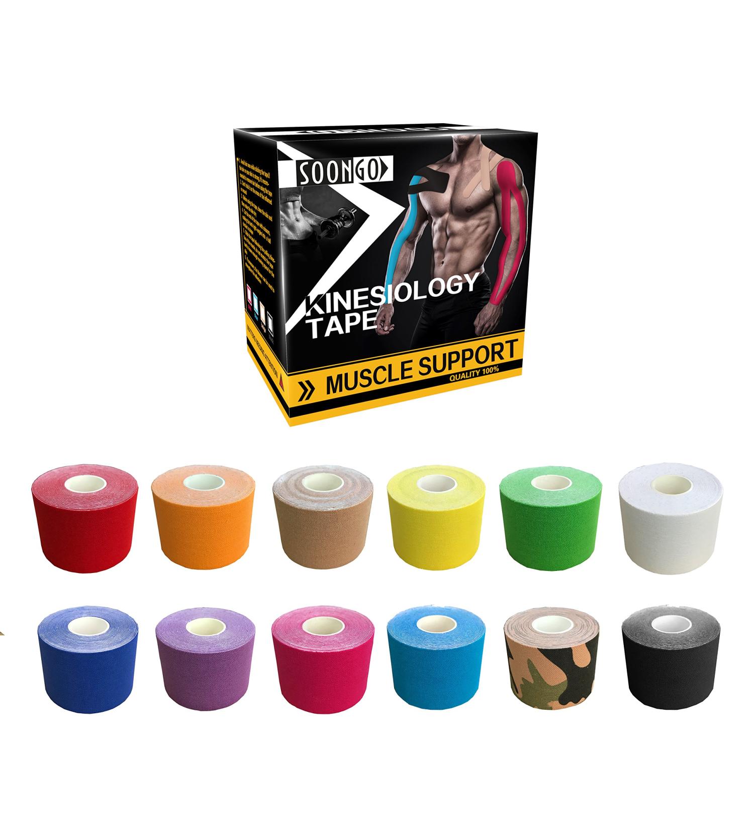 Kinesiology Tape 2 x 16' Orange - Relieve Muscle Soreness, Waterproof, Hypoallergenic - Pack of 1 - Buy Online on GoSupps.com