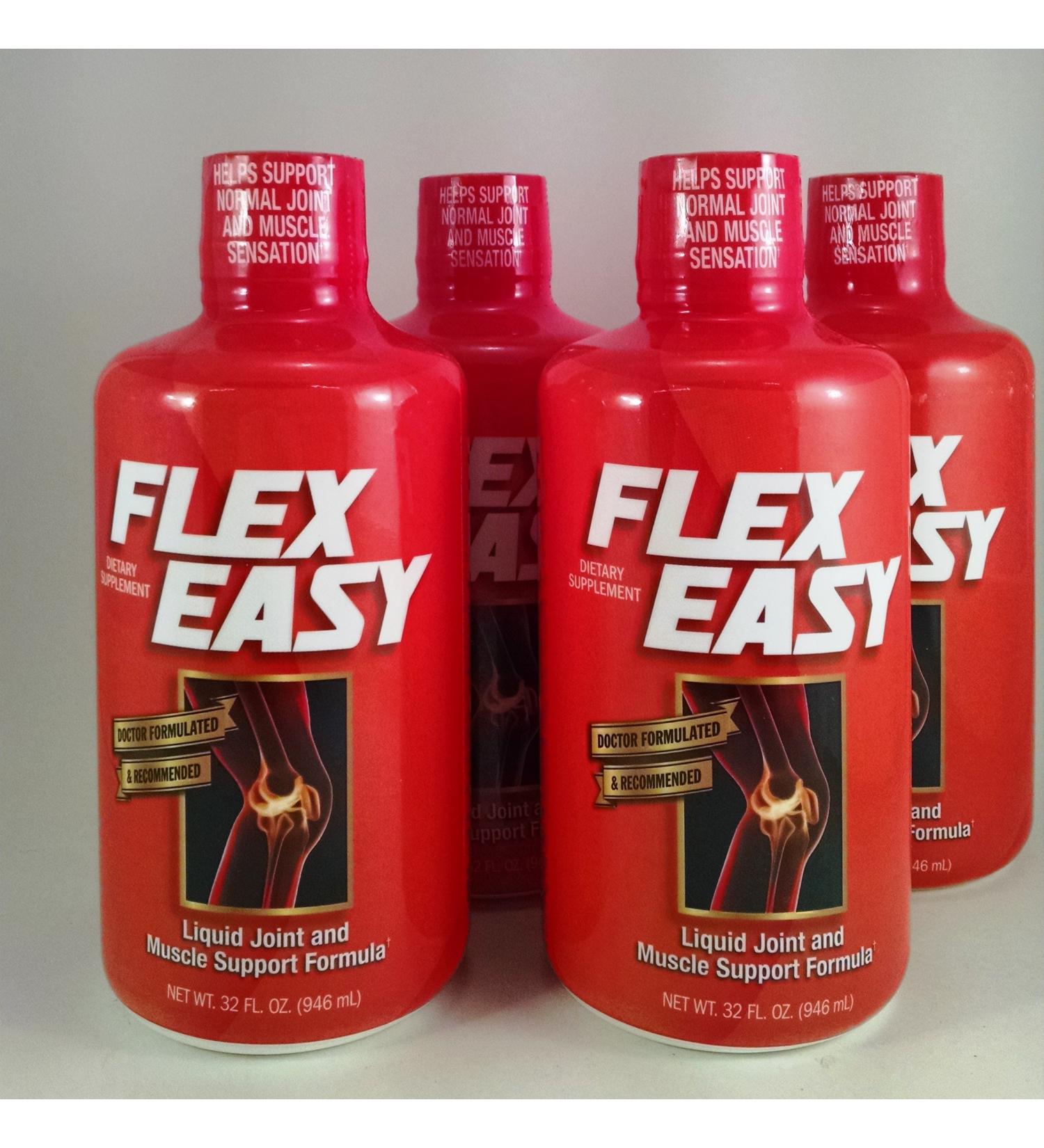 4-32 oz Bottle - Flexeasy Liquid Joint & Muscle Support Formula Plus 4 Free CA Healthy Coffee Samples with Ganoderma