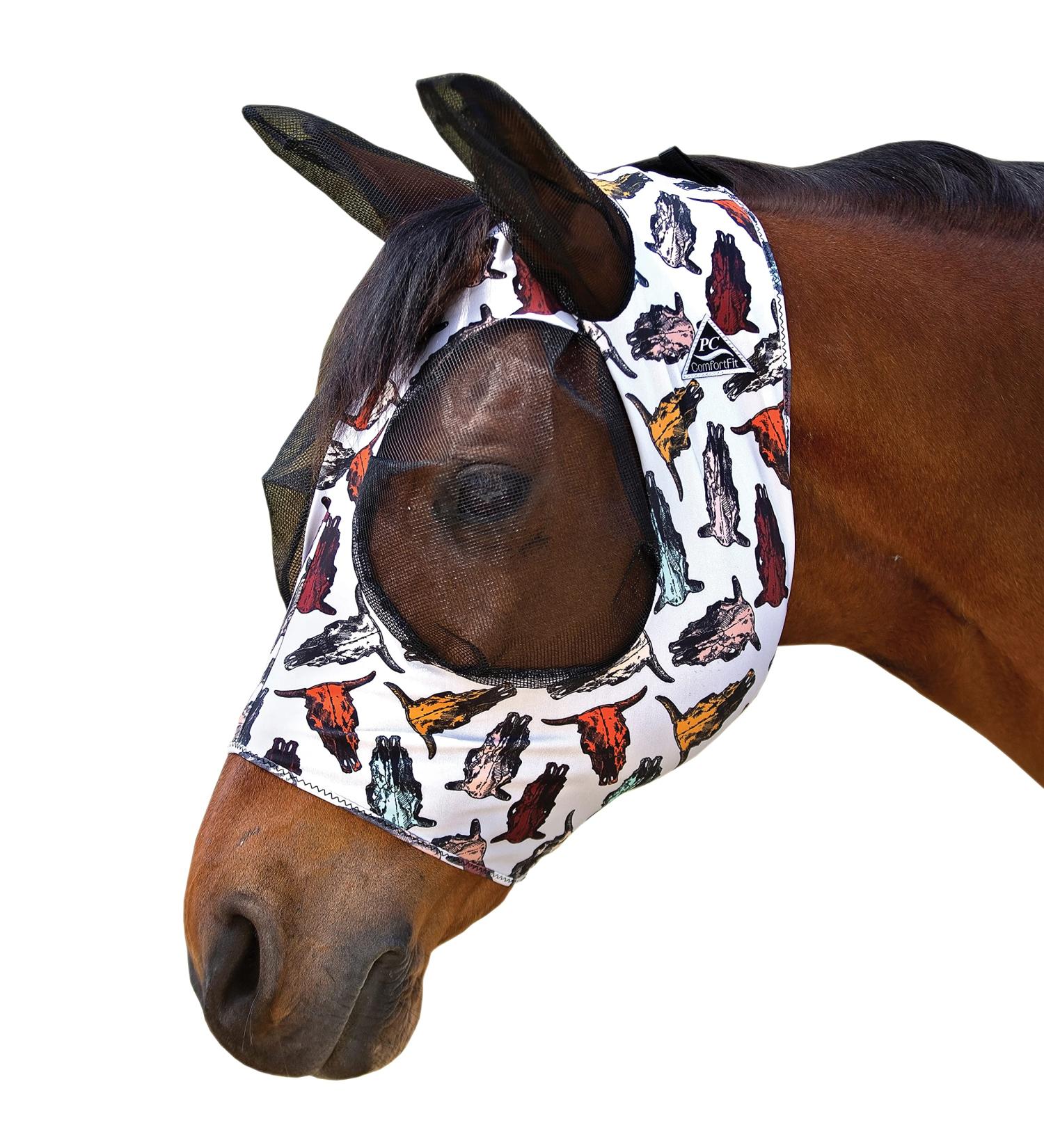 Professional's Choice Comfort-Fit fly mask for horses steerhead patterns maximum protection and comfort for your horse Horse (large) steering head