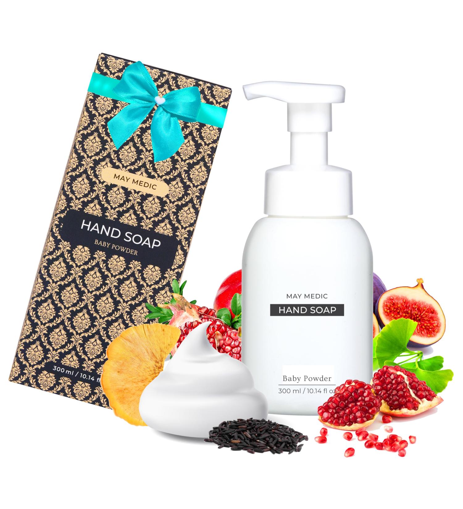 Double Scented Baby Powder Foaming Hand Soap - Moisturizing Vegan Wash with Fig & Pomegranate Extract for Bathroom & Kitchen - 10.14 fl oz - Buy Online on GoSupps.com