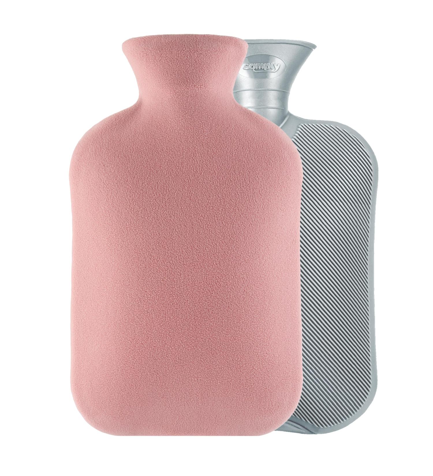 Samply 2L Hot Water Bottle with Soft Cover for Neck & Shoulder Pain Relief - Hot/Cold Therapy Hand & Feet Warmer in Pink/Light Pink - Buy Online on GoSupps.com