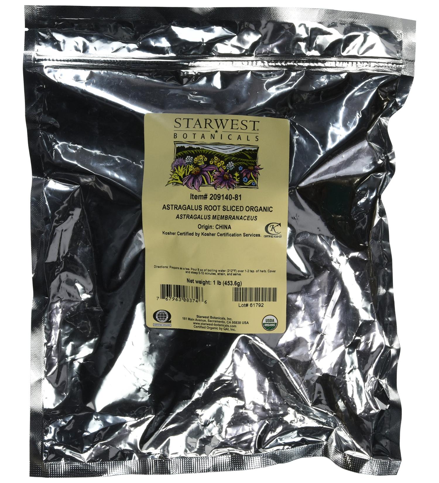 Starwest Botanicals Organic Astragalus Root Sliced, 1 Pound