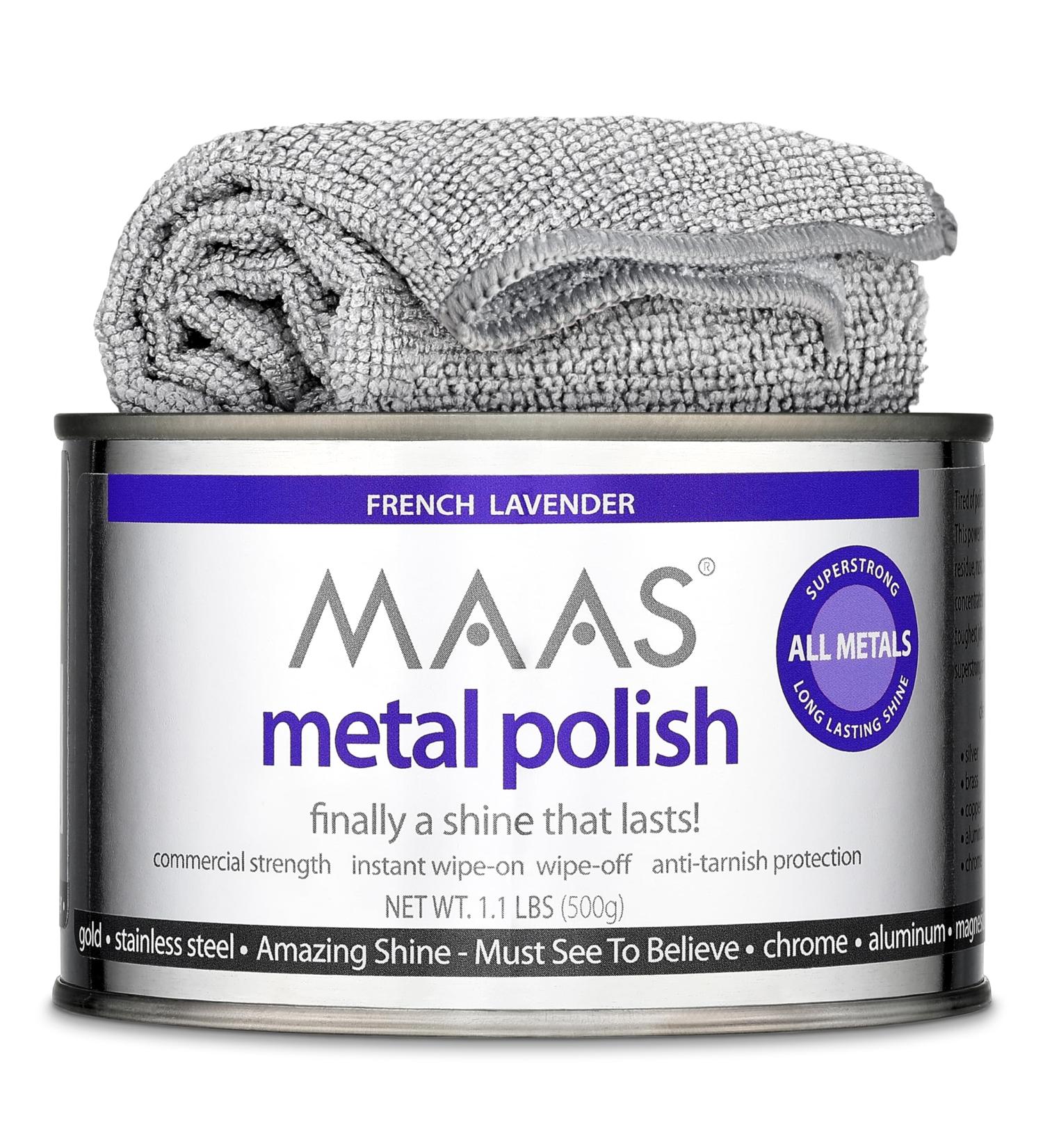 MAAS Metal Polish 1.1lb Can - Universal Metal Cleaner & Tarnish Remover for Silver Brass Copper | Free Cloth Included - Buy Online on GoSupps.com