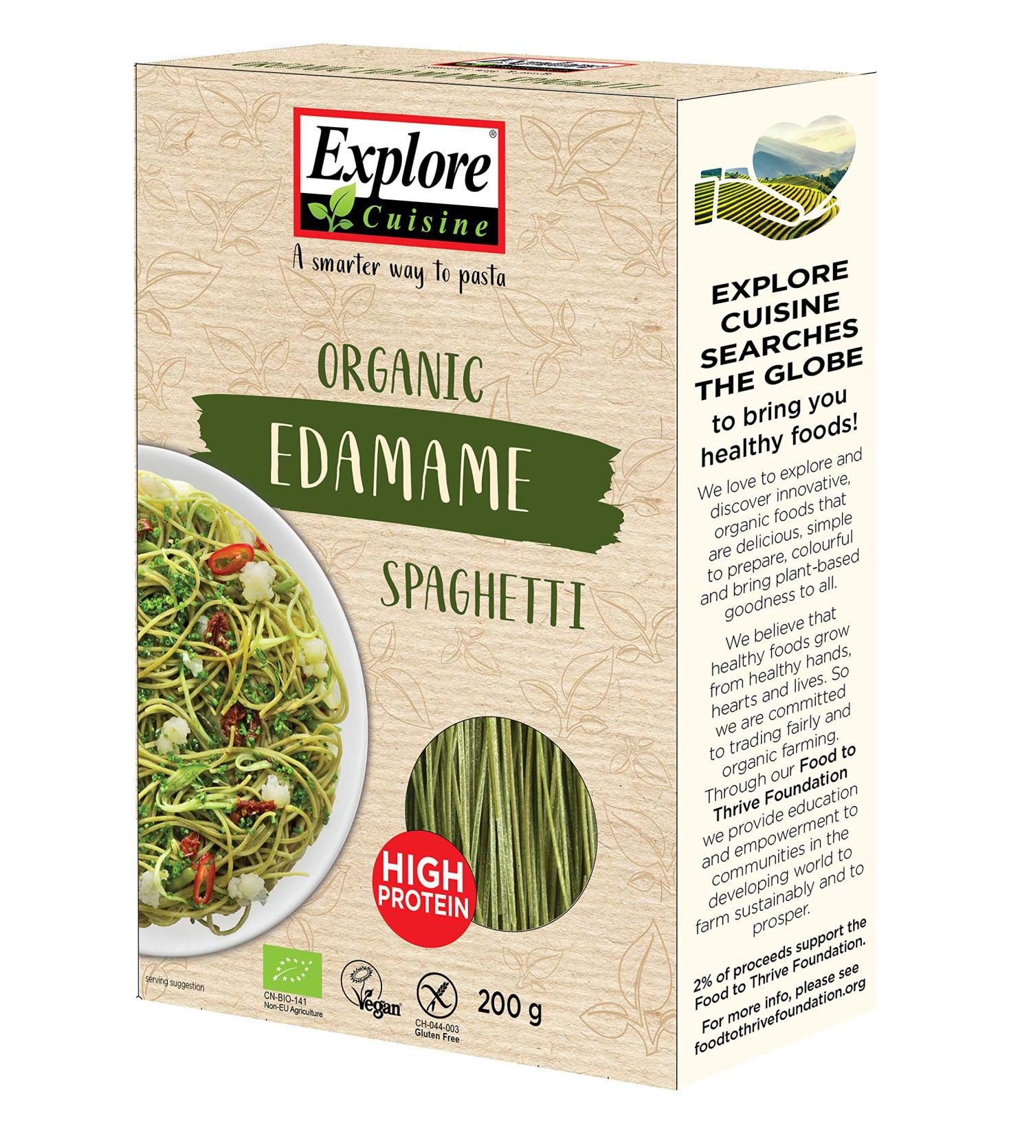 Explore Cuisine Organic Edamame Spaghetti Pasta - Low Carb, Plant-based, Vegan, High Protein & Fiber, Gluten Free - 200g (Pack of 1) - Buy Online on GoSupps.com