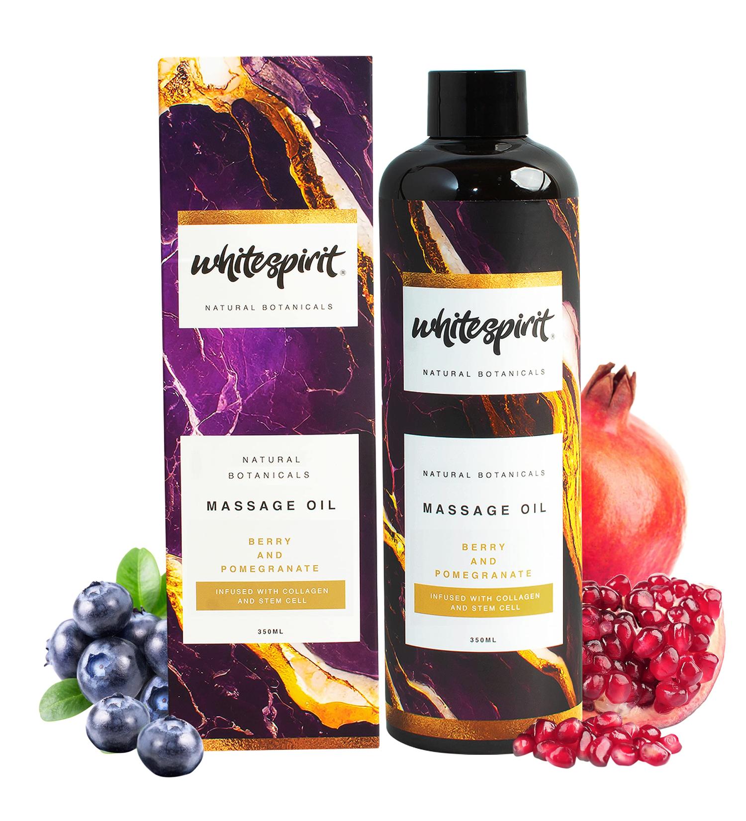 Water Soluble Massage Oil by WHITESPIRIT - 11.83 Fl Oz Berry & Pomegranate Aromatherapy Warming Soothing Touch with Collagen - Ideal for Relaxation & Easy Wash Out - Buy Online on GoSupps.com