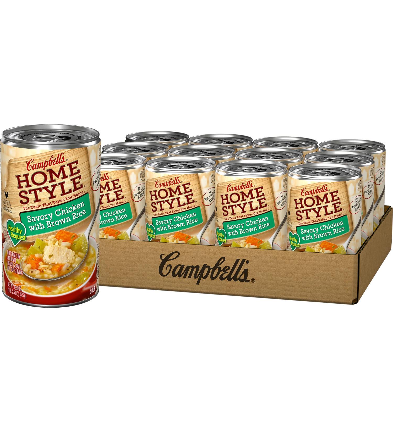 Campbell's Homestyle Healthy Request Savory Chicken Brown Rice Soup 18.6 Oz Can (Case of 12) - Buy Online on GoSupps.com