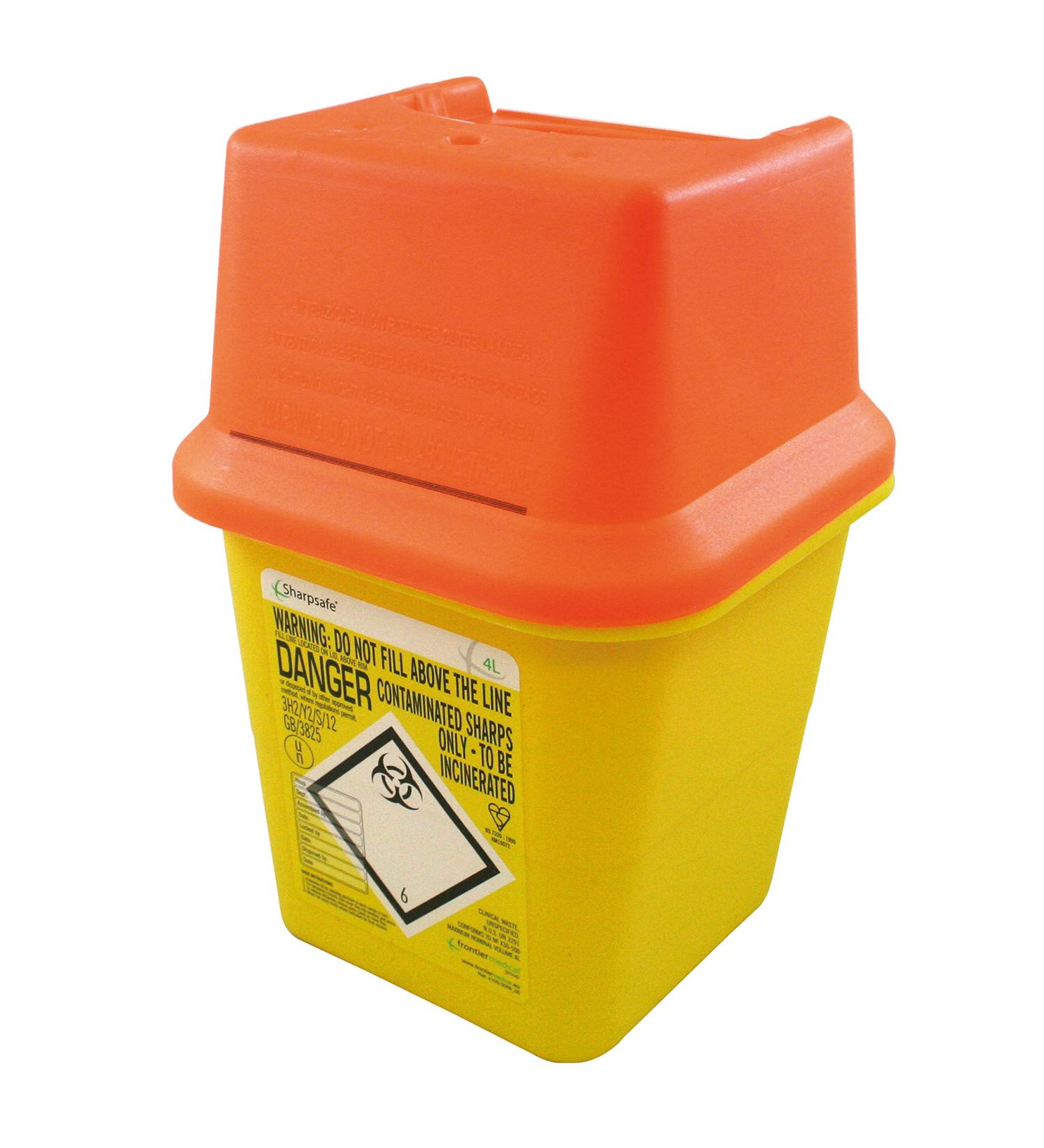Frontier 41005410 Lid Plastic Sharps Needle Bin 4 L Orange 4 Litre