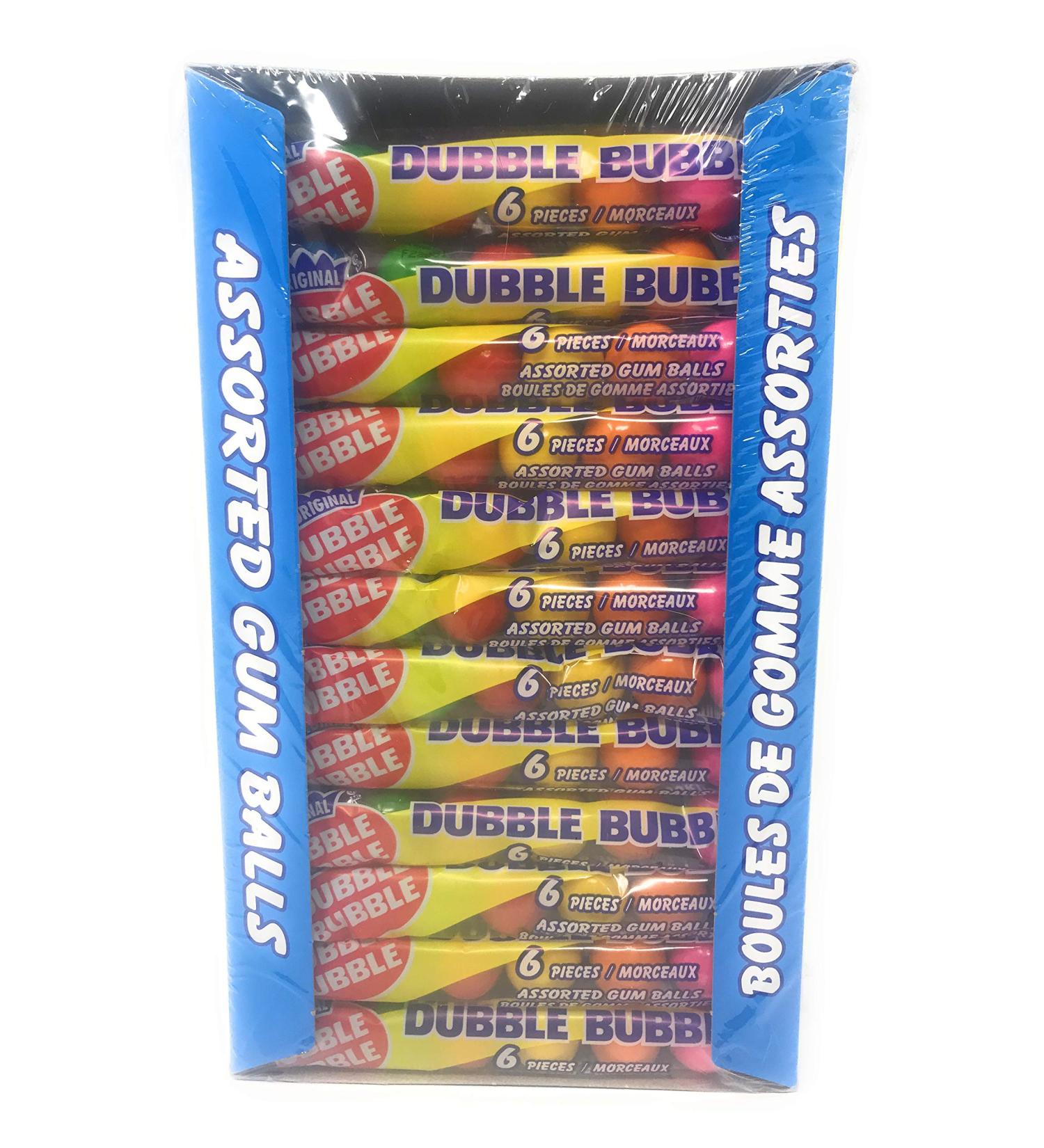 Original Dubble Bubble - Assorted Gum Balls - 36 Packages of 6 Pieces