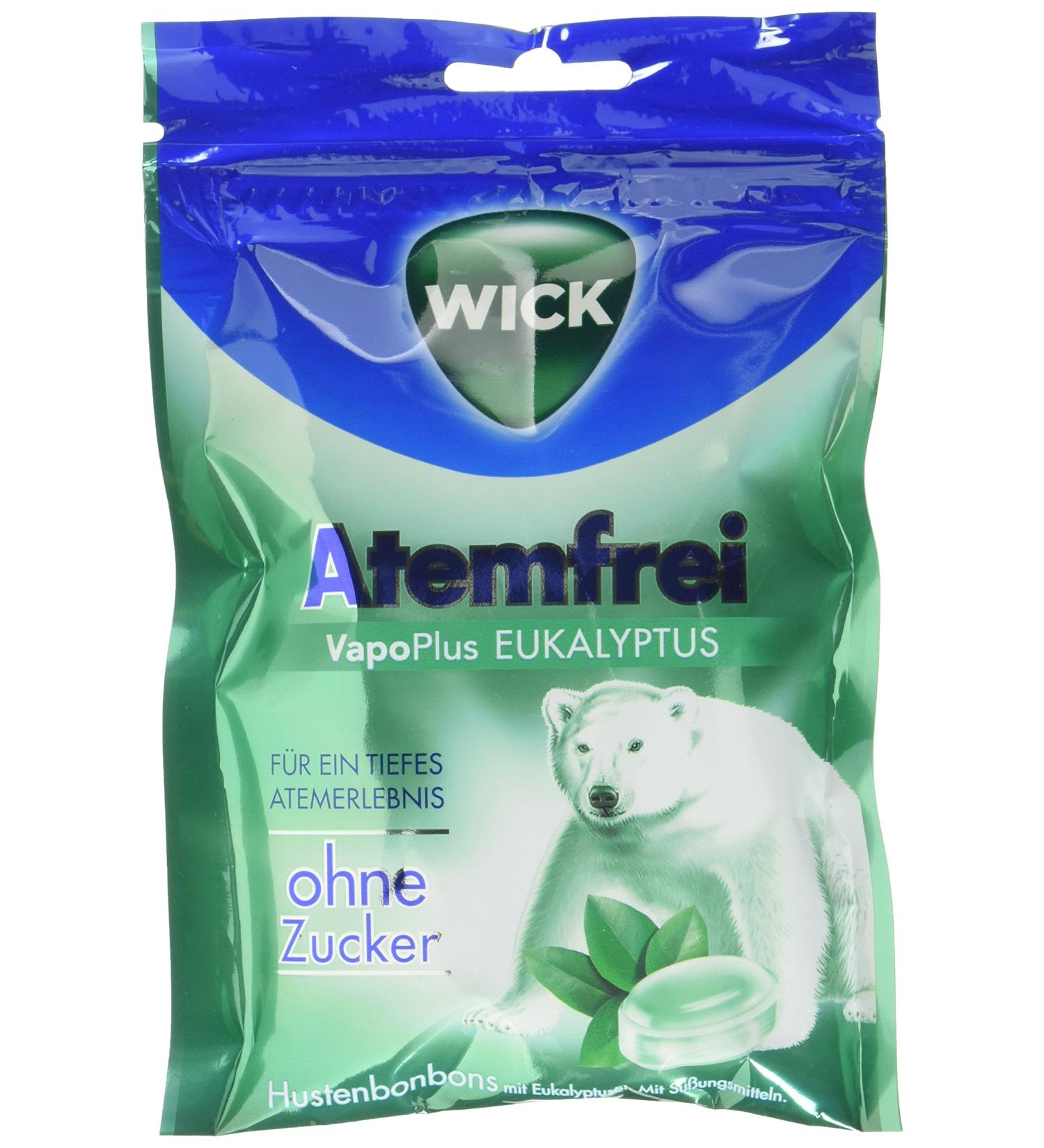 Wick Breath-Free Eucalyptus Cough Candy - Sugar-Free Soothing Lozenge Pack (10 x 72g) with Eucalyptus Oil & Menthol for Deep Breath Relief - International Shipping Available - Buy Online on GoSupps.com
