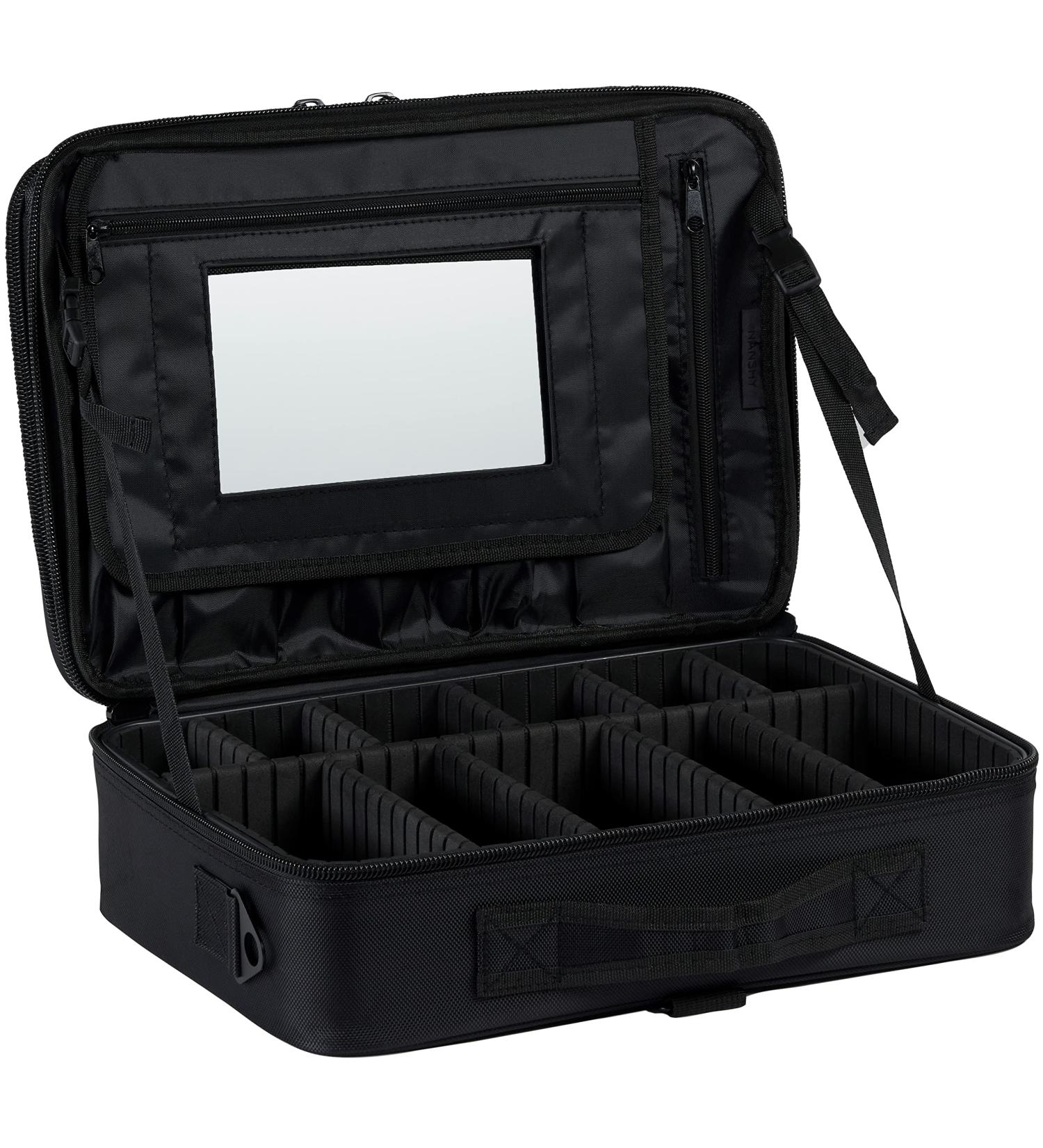 Nanshy Travel Make-Up Bag with Mirror & Zipper | Professional Large Cosmetic Organizer for Make-Up Hair & Nails - Compatible with Luggage - Buy Online on GoSupps.com