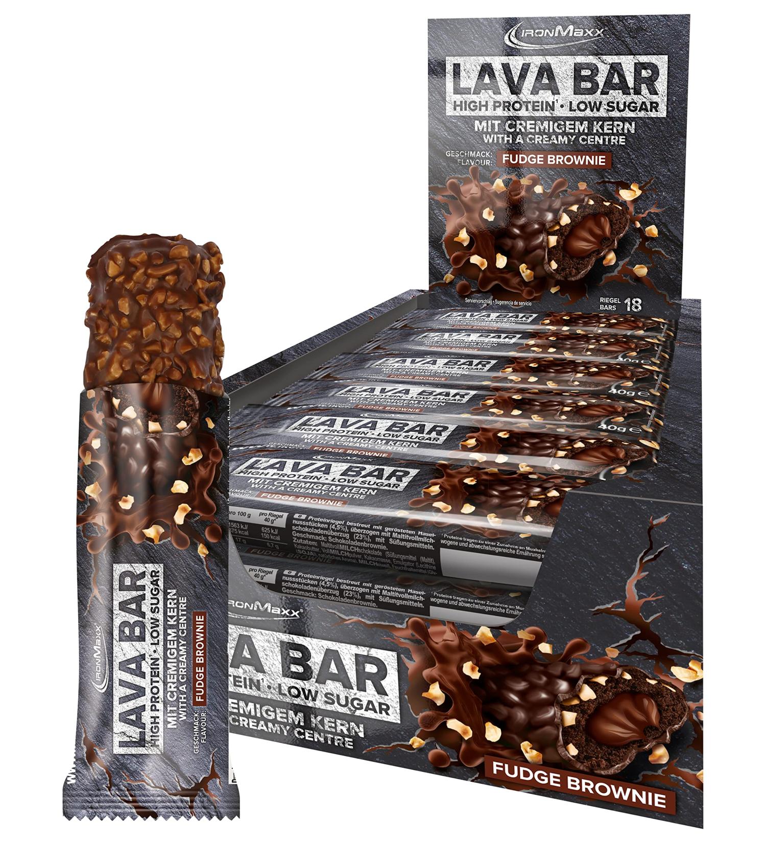 IronMaxx Lava Bar Barres prot in es saveur Fudge Brownie 18 barres de 40 g - Buy Online on GoSupps.com