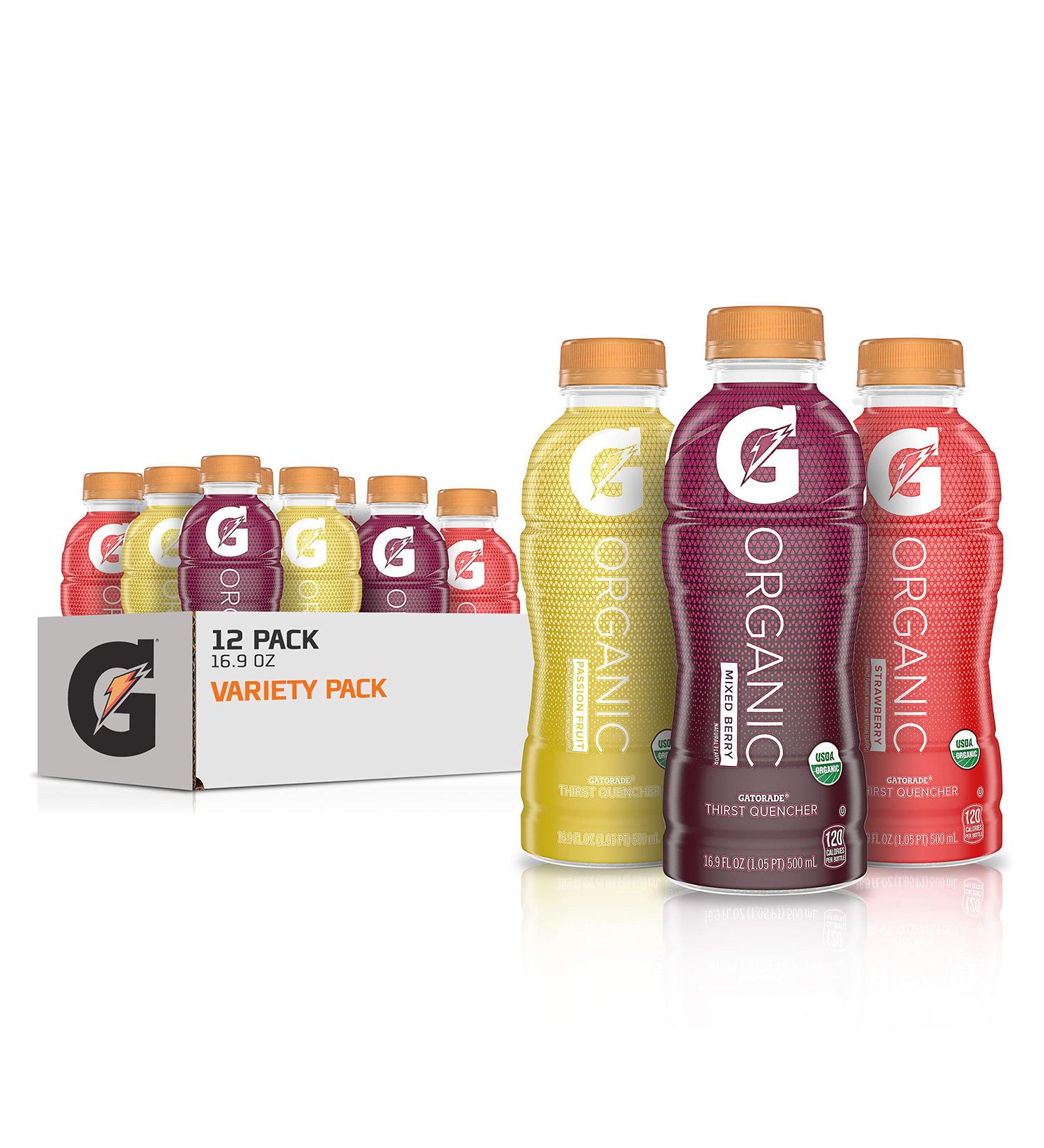 G Organic 3 Flavor Variety Pack - USDA Certified Organic Gatorade Sports Drink - 16.9 fl oz Bottles (Pack of 12) - Buy Online on GoSupps.com