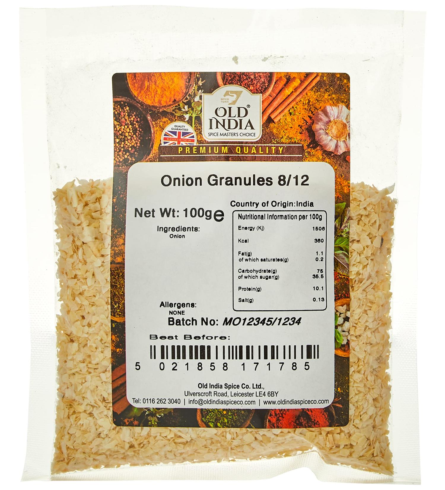 Old India Onion Granules 8/12 100g - Premium Quality Spice for Cooking - Buy Online on GoSupps.com