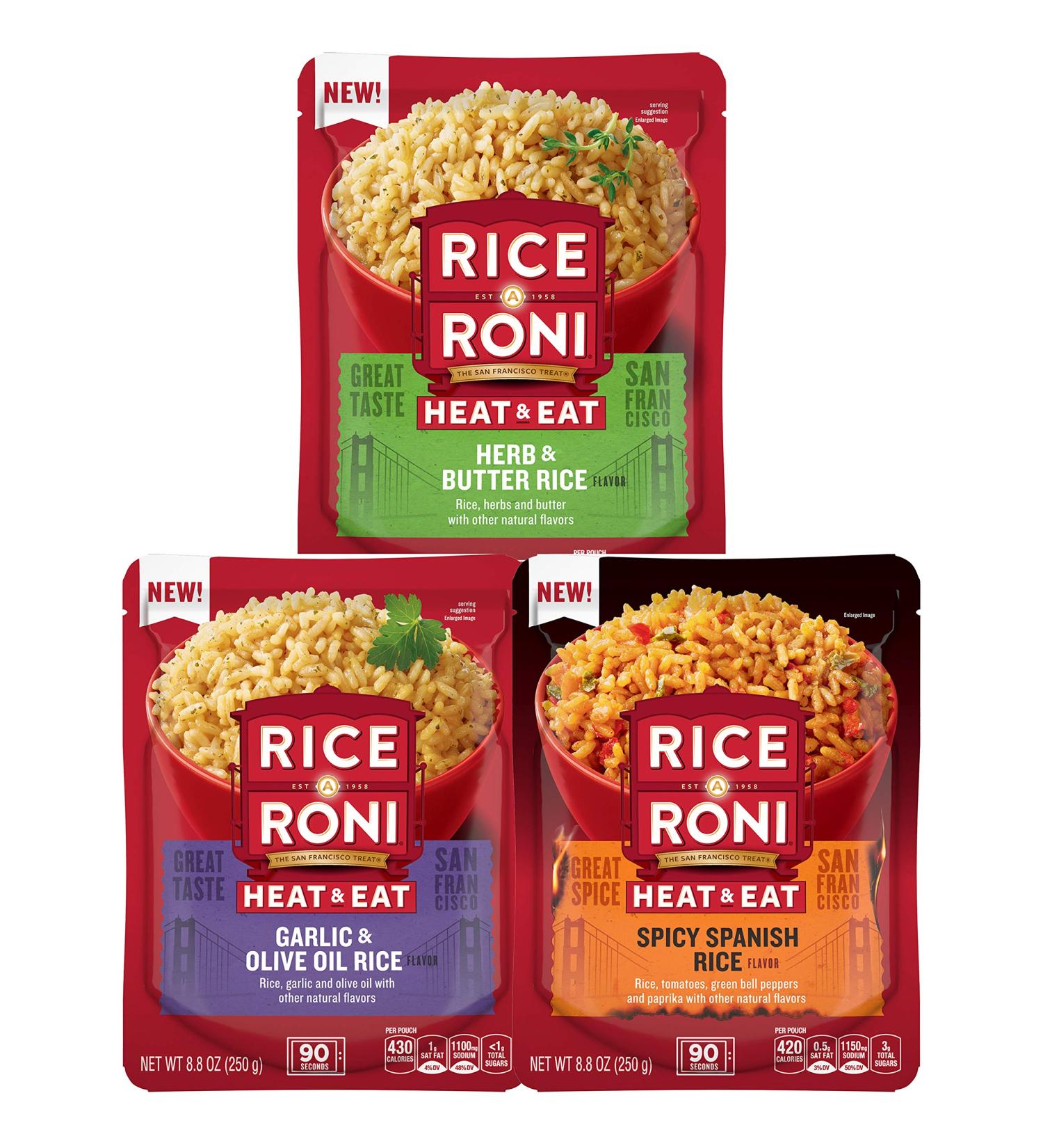 Rice A Roni Heat & Eat Rice 3-Flavor Variety Pack 8.8oz (Pack of 6) - Heat & Serve - Buy Online on GoSupps.com