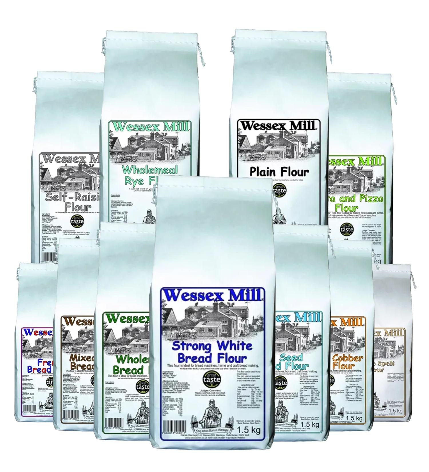 Wesses Mill Flour Pick N Mix - Create Custom Flour Combo with 10+ Flavours | Strong White Wholemeal French Plain Flour Self Raising | 2 Pack - Perfect Flour Gift Set for Bread Lovers - Buy Online on GoSupps.com
