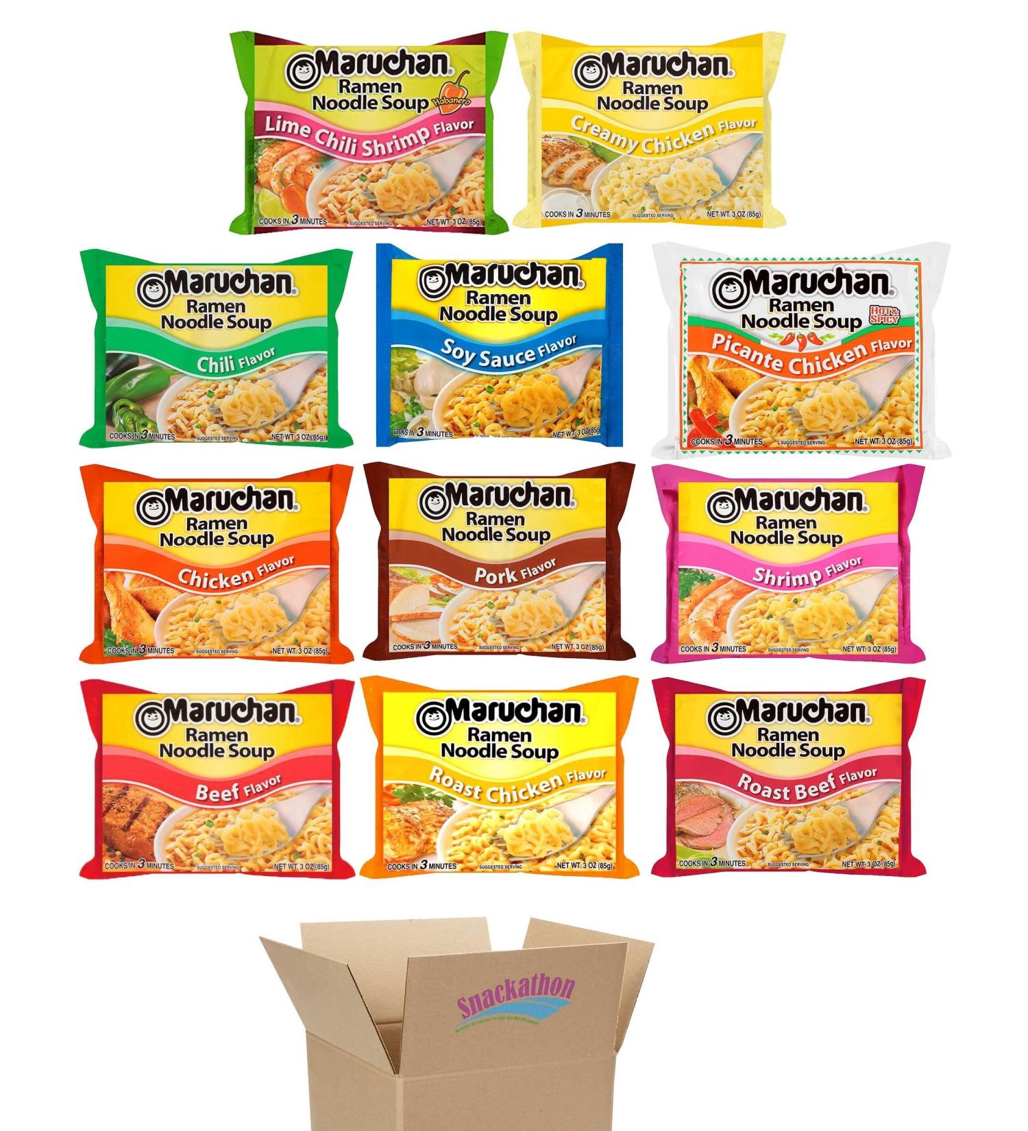 Ramen Noodle Soup Variety Pack - 11 Flavors, 3oz Each - 11 Packages, 6 Flavors - 1 Count, Pack of 11 - Buy Online on GoSupps.com