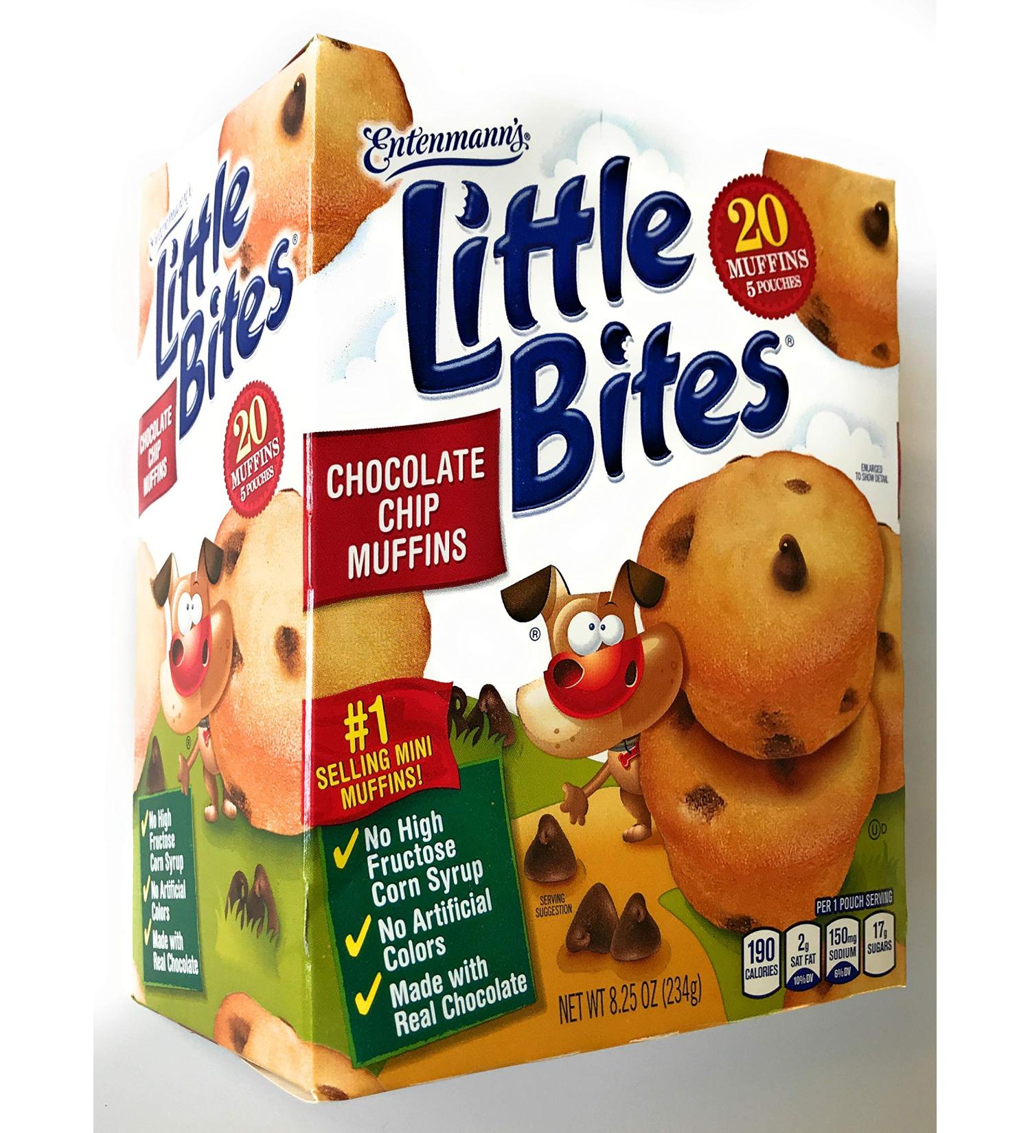 Entenmann's Little Bites Chocolate Chip Muffins - Delicious & Yummy - 5 Pouches, 20 Muffins, 8.25 oz (1 Box) - Buy Online on GoSupps.com