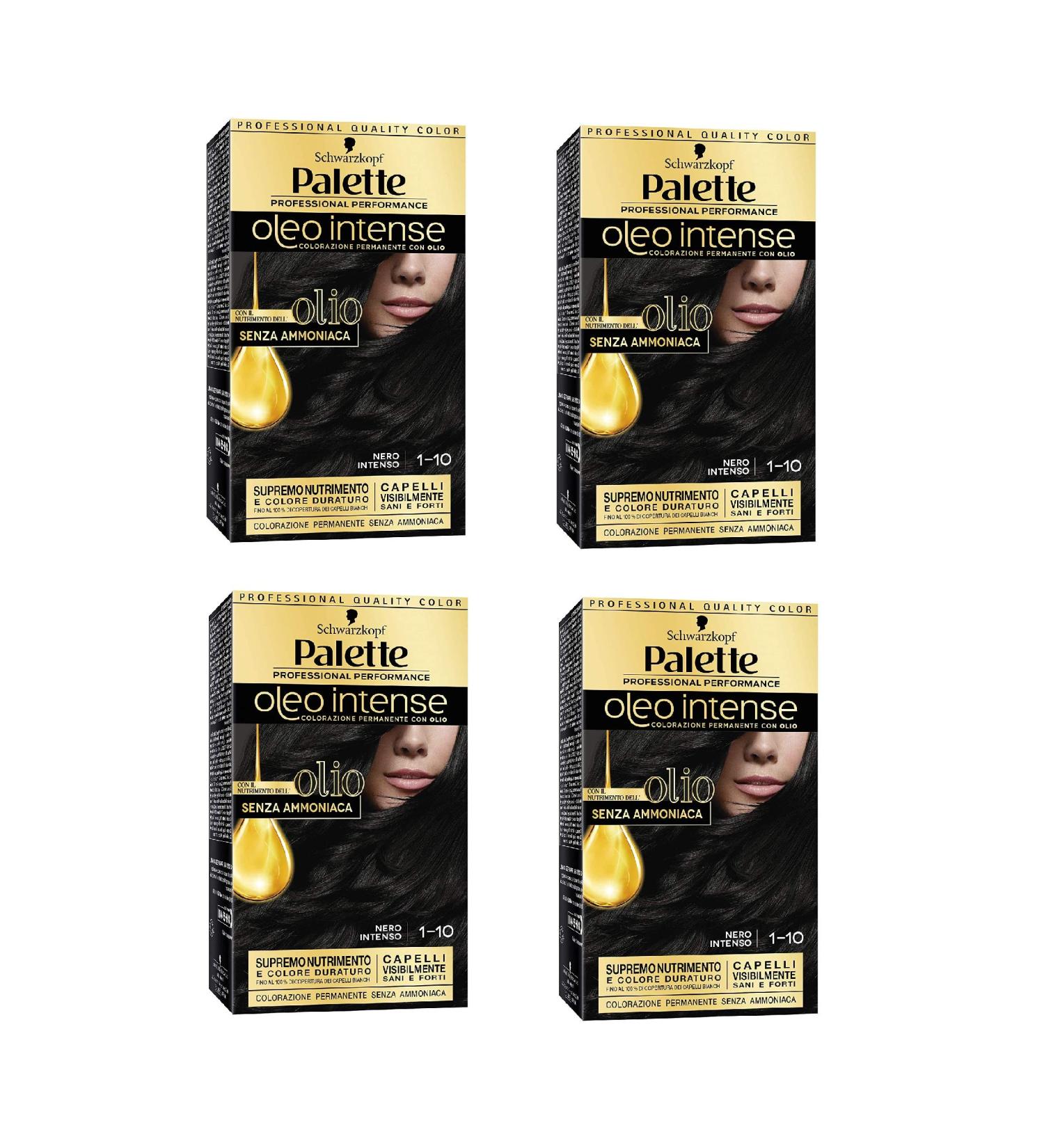 Schwarzkopf 4 x black head intensive Oleo Intense without ammonia tank with double active oil 110 pieces intensive black pack of 4 packs
