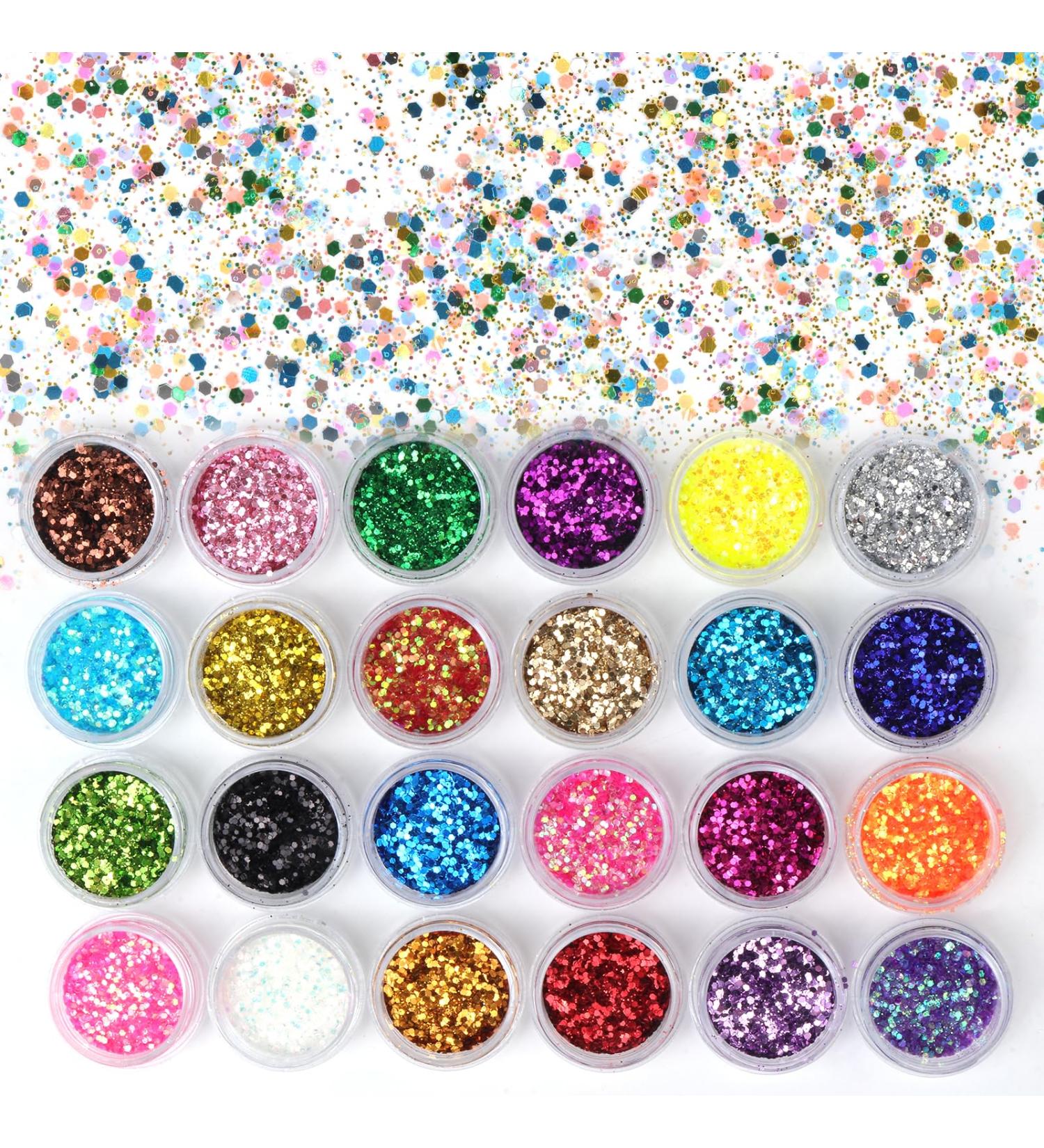 Festival Glitter Face Glitter 24 Color Biodegradable Glitter Holographic Nail Sequins for Face Hair Body Nail Eye Cosmetic Glitter for Wax Melts Pride Makeup Art Nail Crafting Party Colour 3 - Buy Online on GoSupps.com