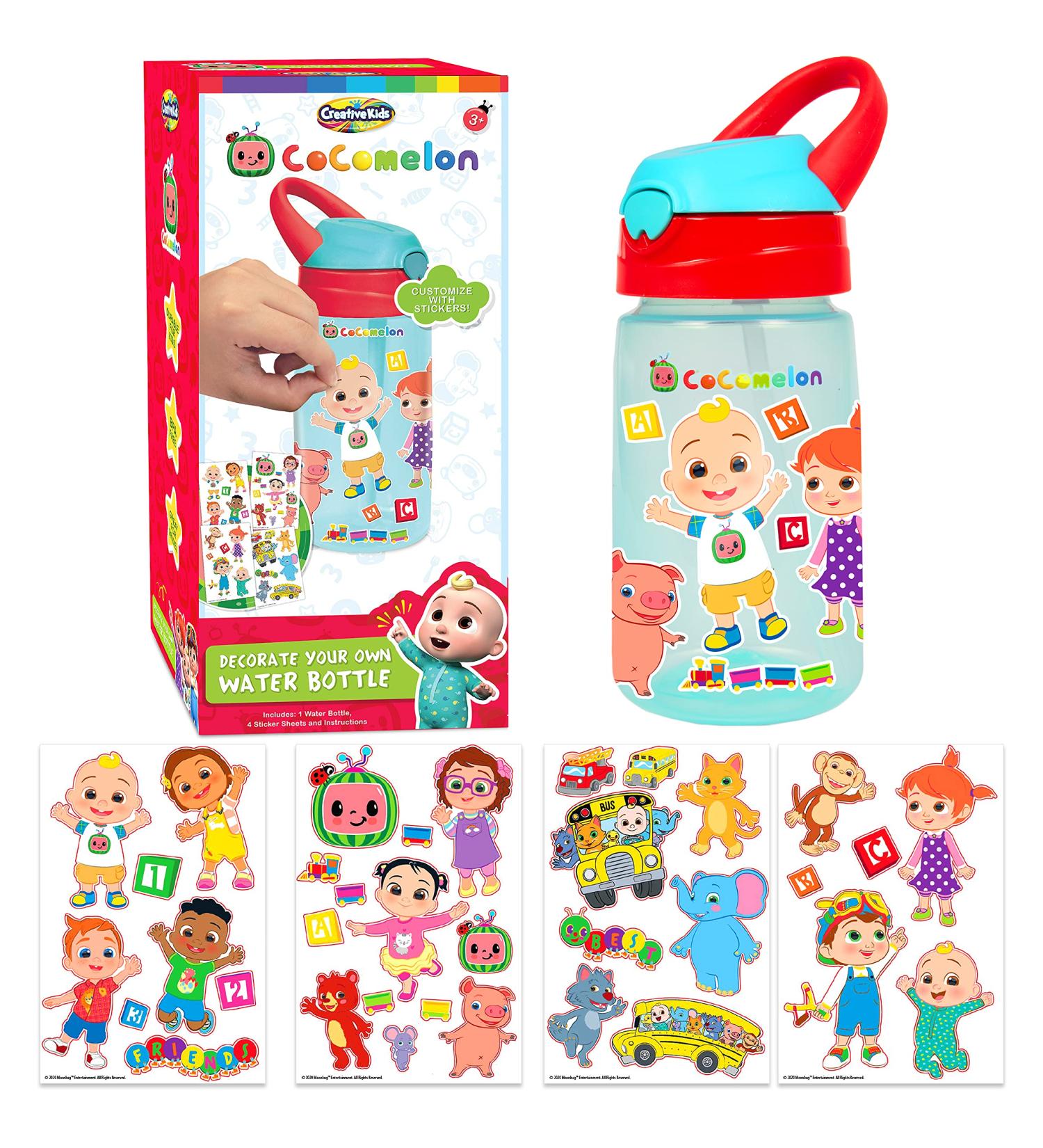 Cocomelon Decorate Your Own Water Bottle - BPA Free, DIY Arts and Crafts for Kids Age 3+, Includes Customized Stickers, Durable and Easy to Grip - Perfect Toddler Gift - Buy Online on GoSupps.com