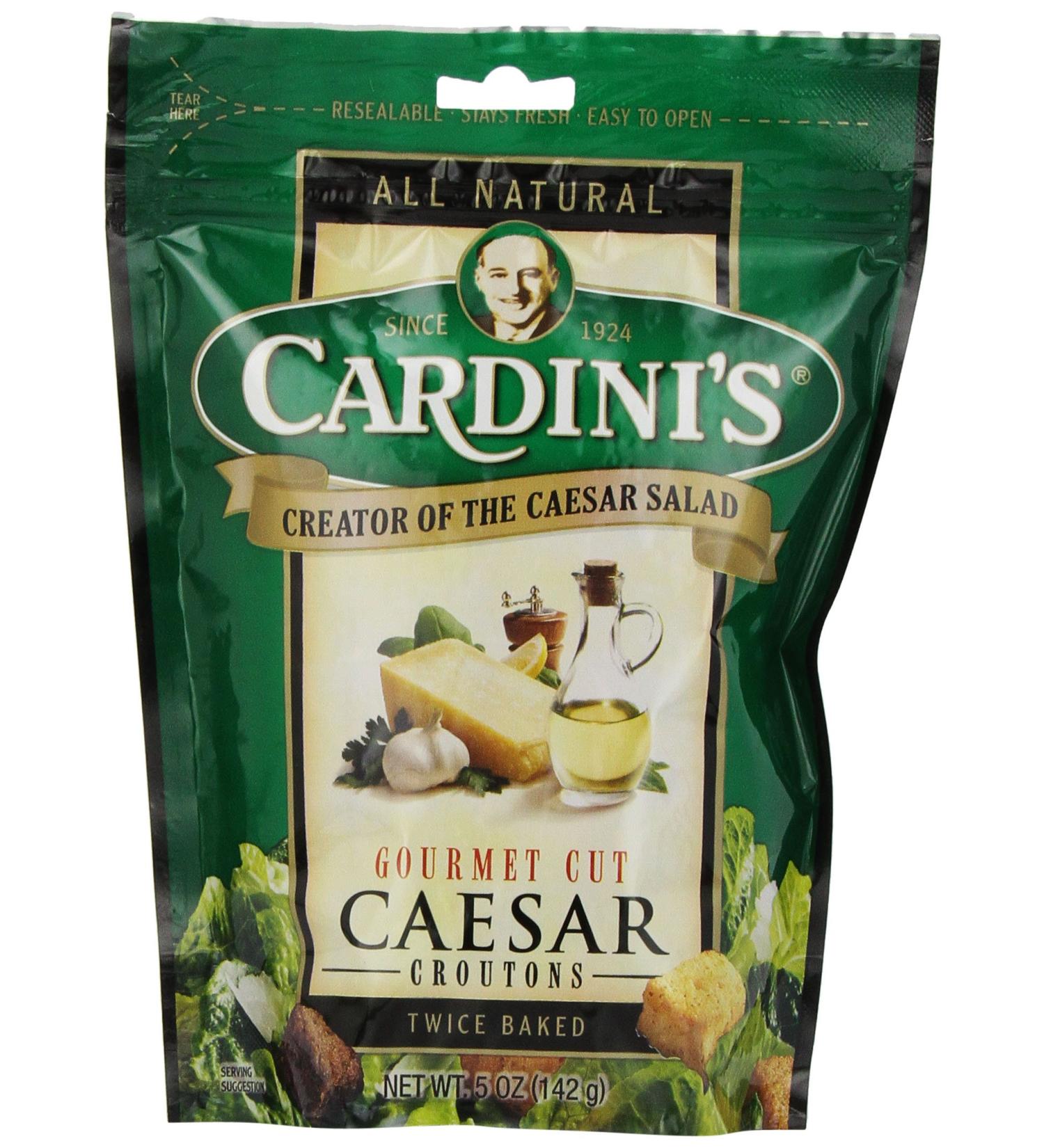 Cardini's Caesar Gourmet Croutons 5 oz - Premium Crunchy Caesar Salad Toppings - Buy Online on GoSupps.com