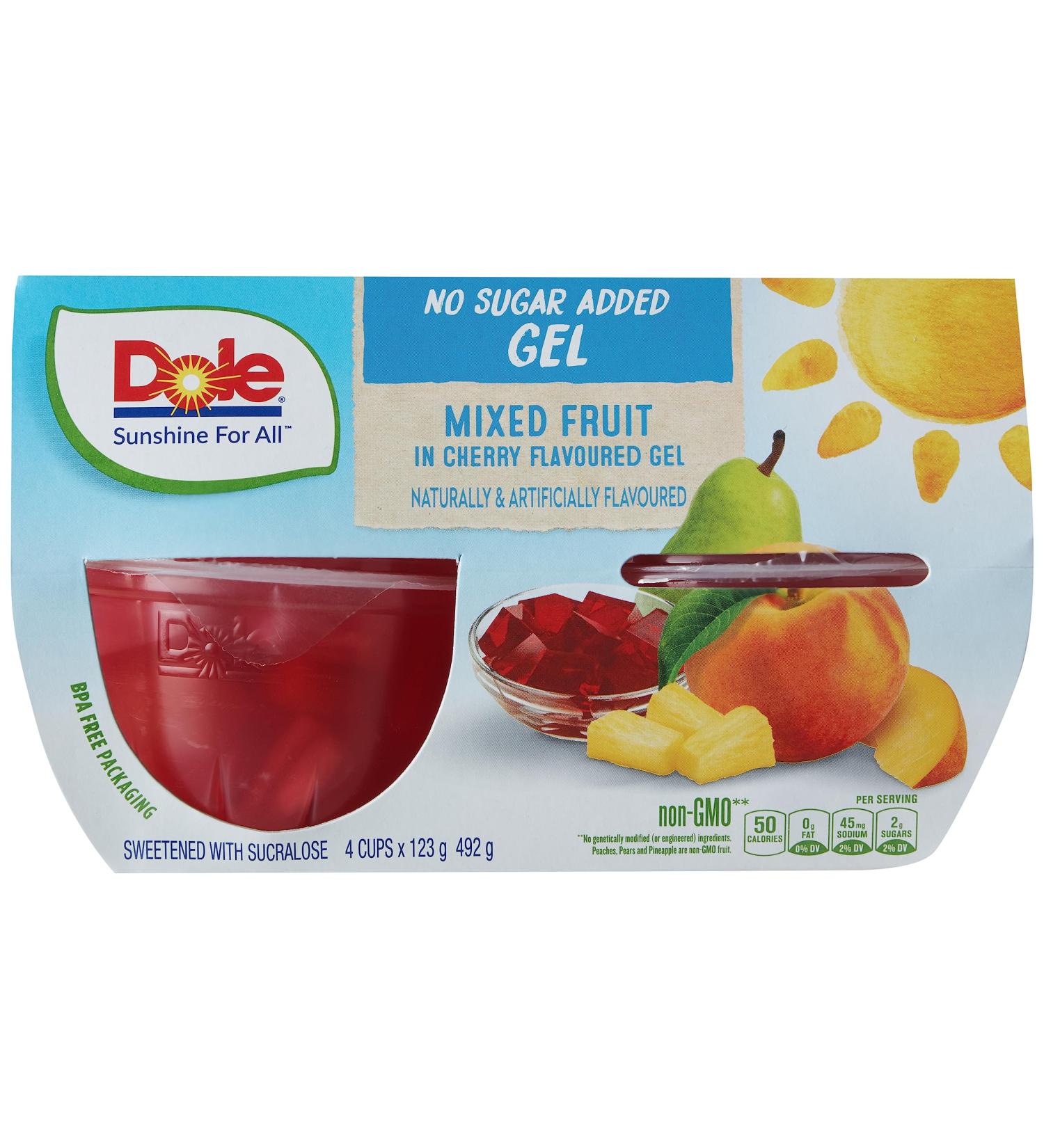 Dole Fruit Bowls Mixed Fruit in Cherry Gel Sugar Free Gluten Free Snacks for Lunch Fruit Cups Healthy Snacks for Adults Everyday School Snacks for Kids 123g 24 Cups No Sugar Added Mixed Fruit in Cherry Gel - Buy Online on GoSupps.com