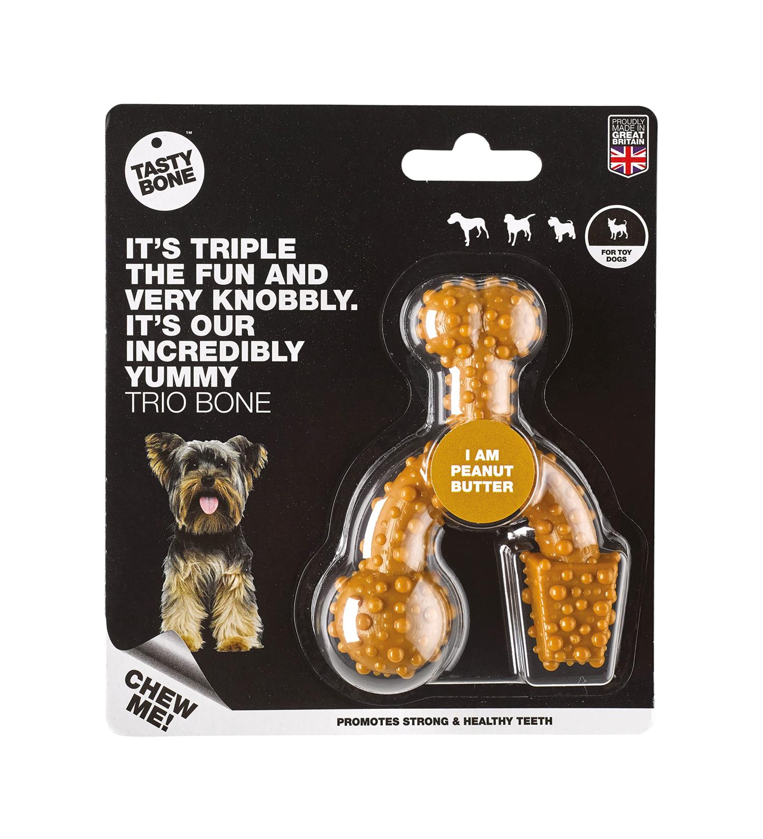 Tasty Trio Bone Cacahuete Mantequilla Toy - Premium Pet Chew for Dogs | Buy Online Worldwide - Buy Online on GoSupps.com