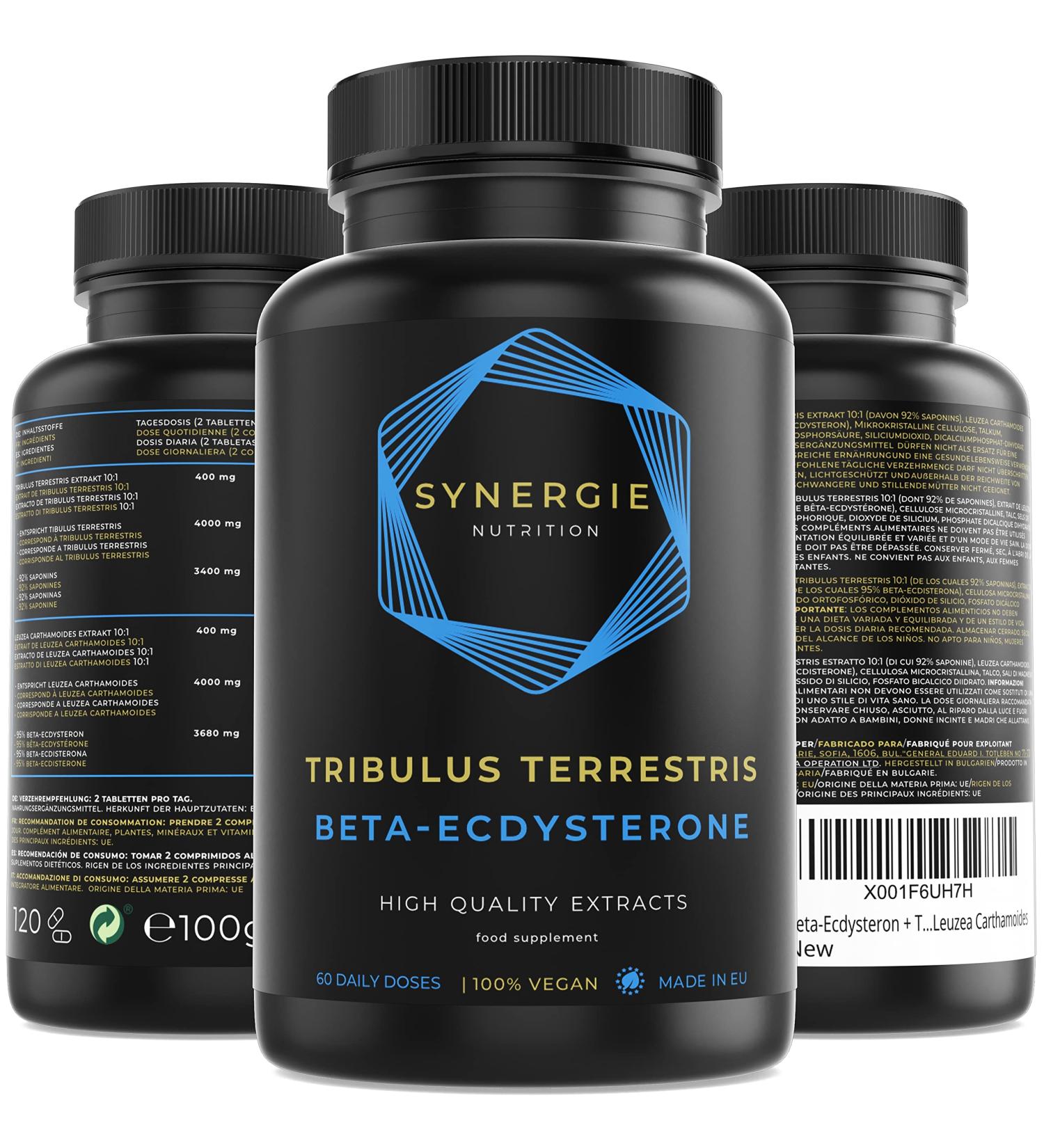 Beta Ecdysterone + Tribulus Terrestris | High Dose Muscle Building Fitness Booster | 60 Daily Doses | 95% Ecdysterone & 92% Saponins - Synergy Nutrition - Buy Online on GoSupps.com