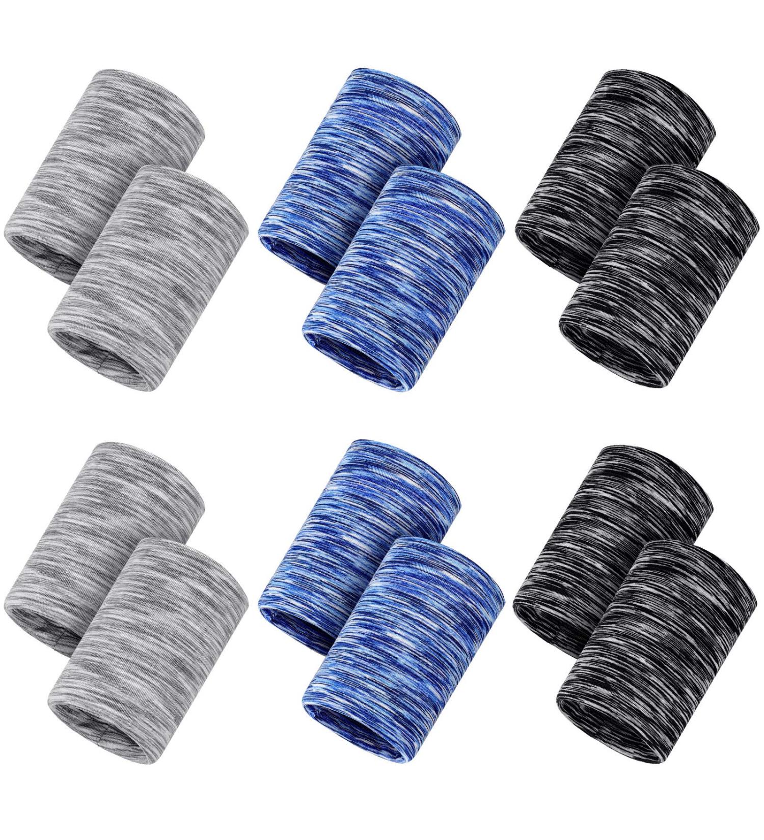 6 Pairs Cooling Wristbands for Men Women - Ice Sweat Absorbing Athletic Exercise Bands in Gray, Blue, Black - Ideal for Gym, Yoga, Sports - Buy Online on GoSupps.com