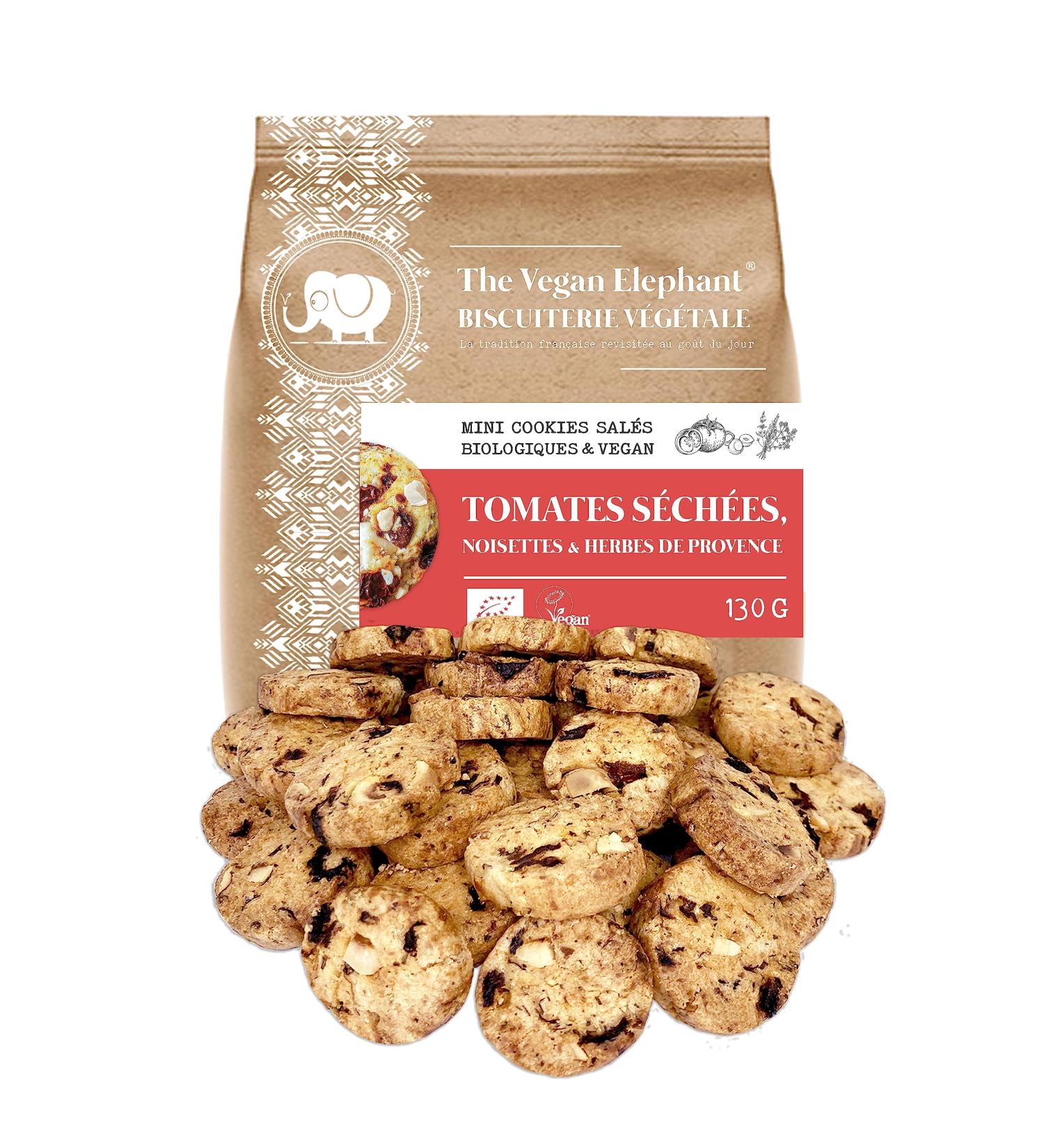 Mini aperitif cookies Dried tomatoes hazelnuts & Herbs of Provence - Handmade organic & vegan - 4 compostable bags of 130g (520g) - Buy Online on GoSupps.com
