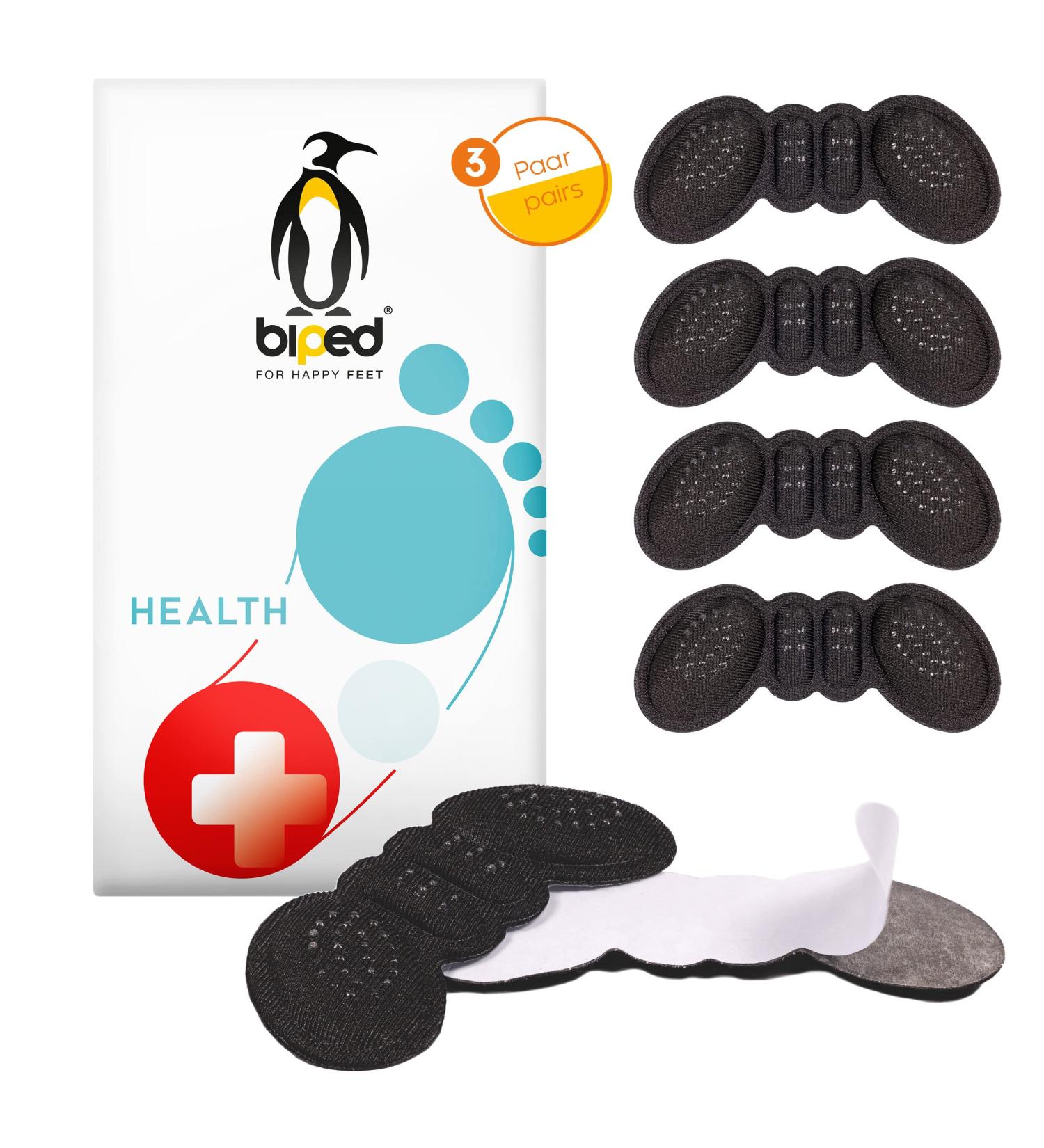 Biped Health Heel Cushions - 3 Pairs Self-Adhesive Heel Protectors for Large Shoes | Bladder & Wound Prevention | Z2804 Black 6mm - Buy Online on GoSupps.com