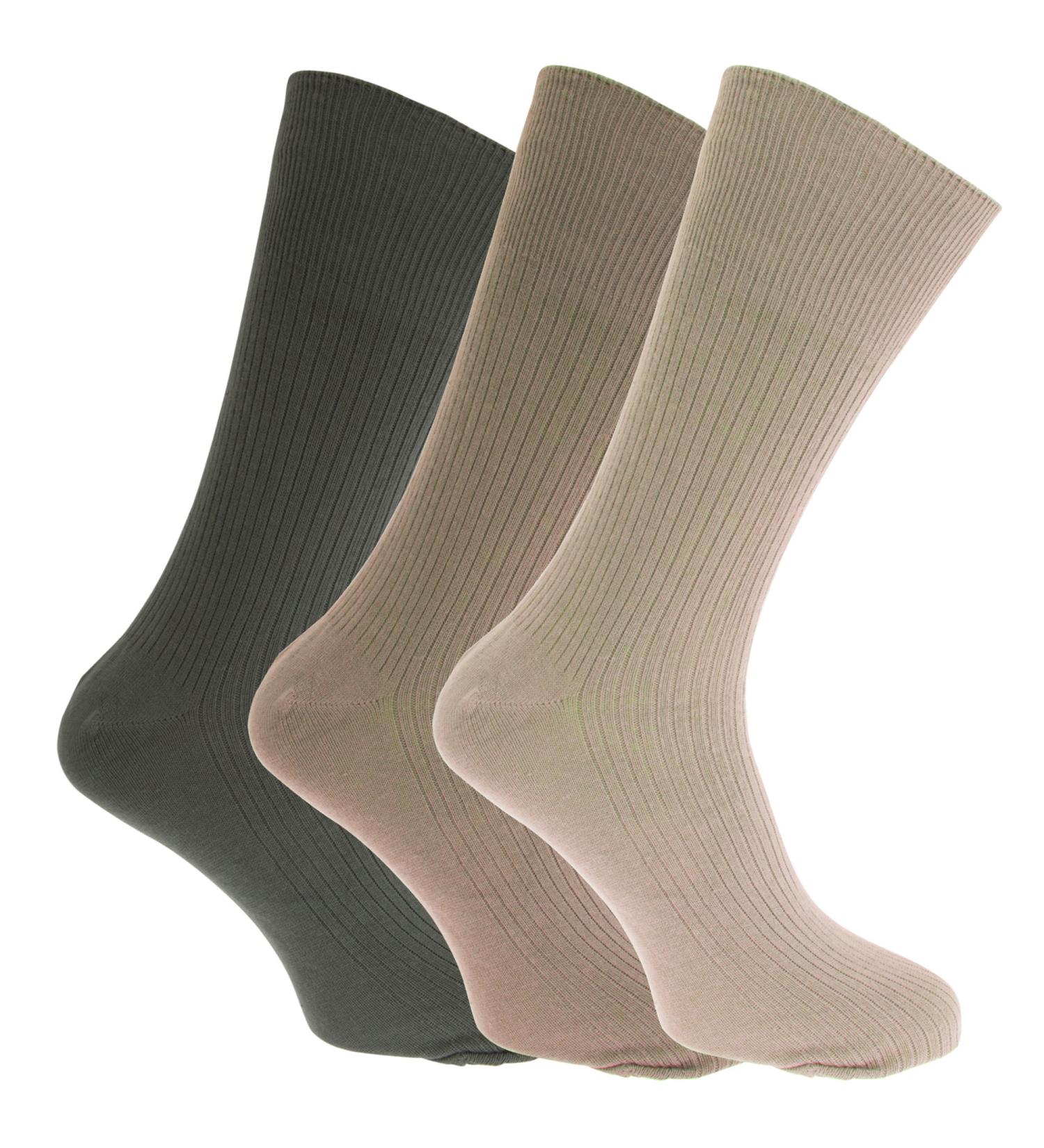 Mens Big Foot Non Elastic Diabetic Socks (3 Pairs) 12-15 Shades of Brown - Comfortable & Stylish - Buy Online on GoSupps.com