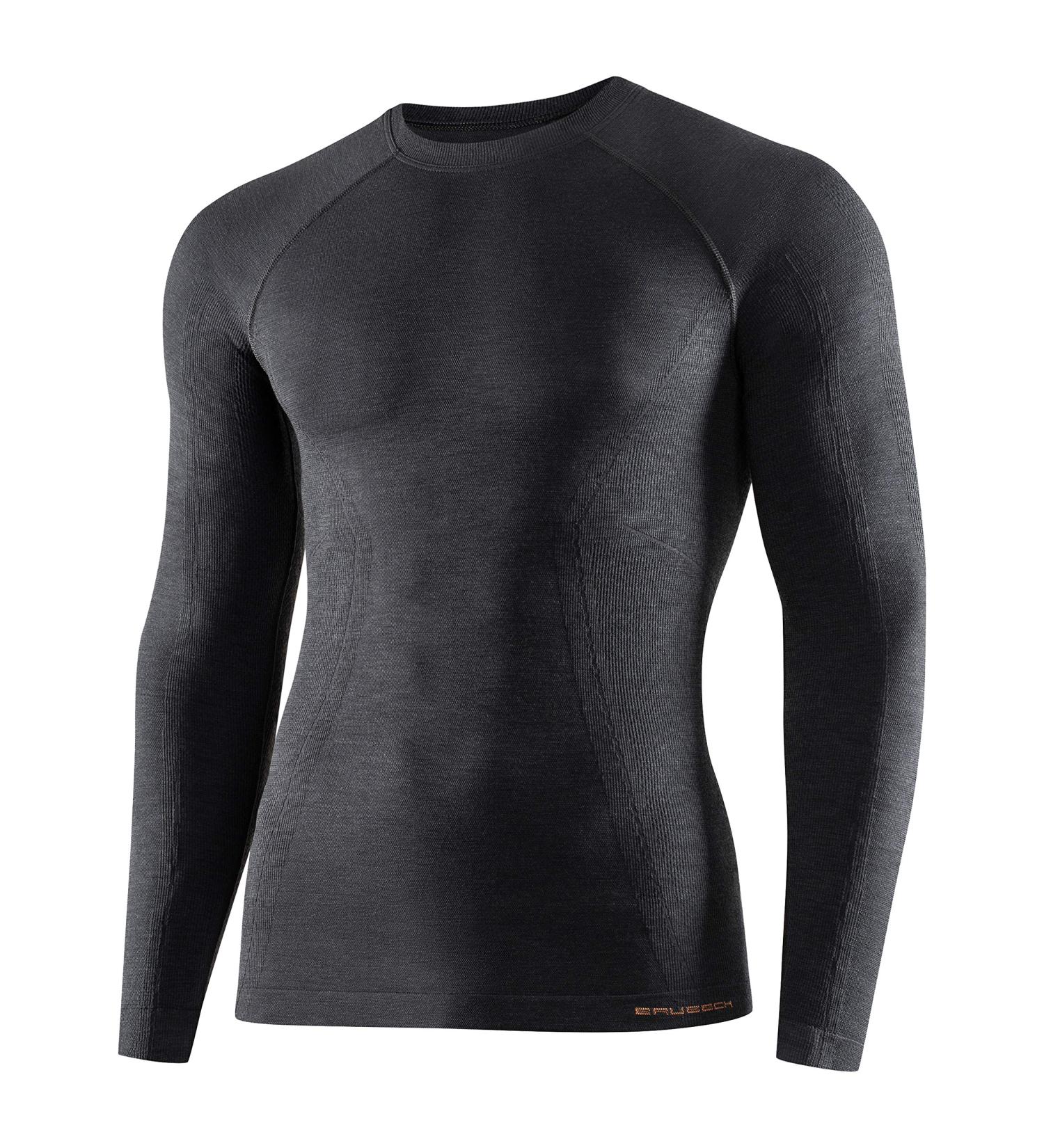 Brubeck Men's Long Arm Functional Shirt - Breathable Thermo Sport Underwear | Merino Wool | Fitness | LS12820 XL Dark Gray - Buy Online on GoSupps.com
