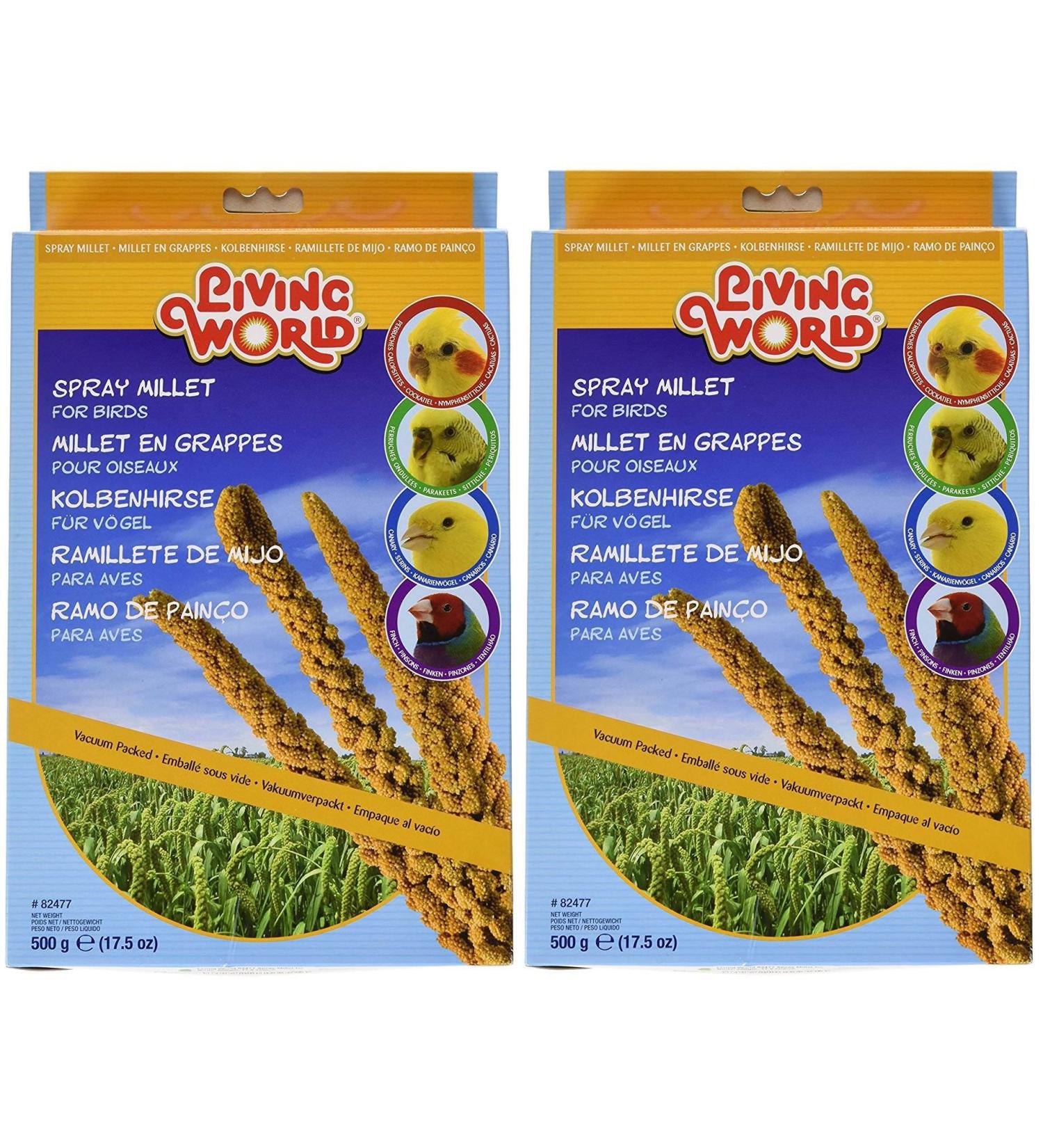 Living World 82477 Spray Millet for Birds 2Pack (500gm) 17.5-Ounce